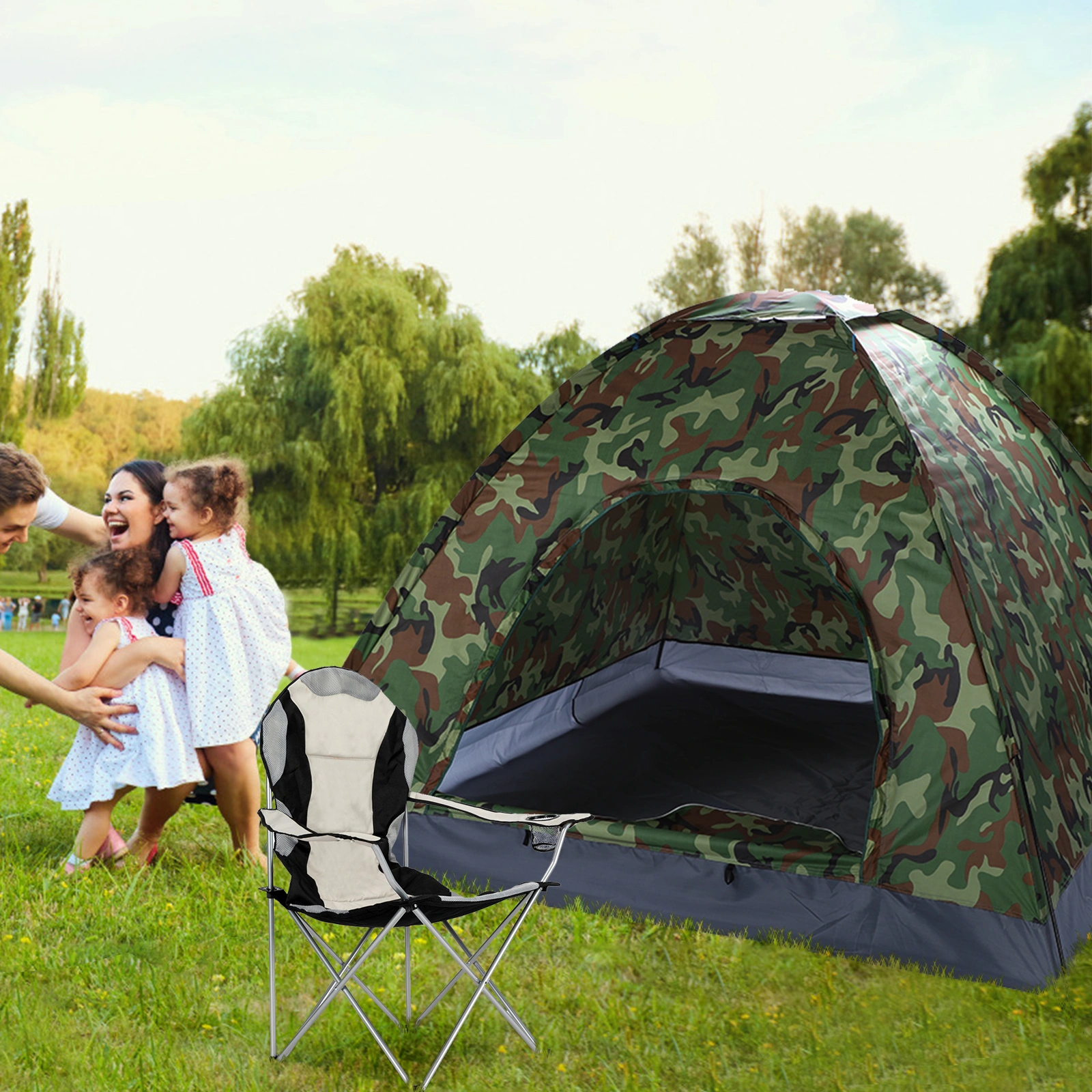 Medium Camping Chair Fishing Chair Folding Chair Black Gray view 24