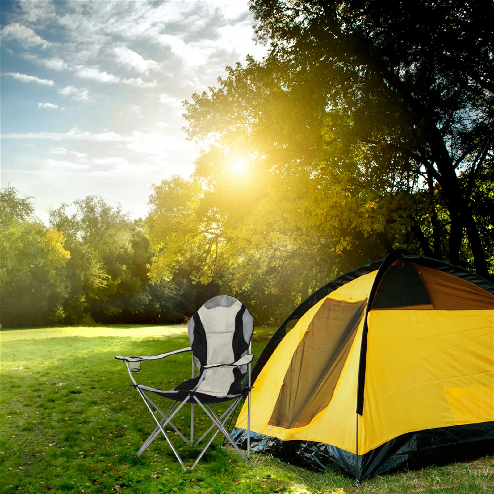 Medium Camping Chair Fishing Chair Folding Chair Black Gray view 27