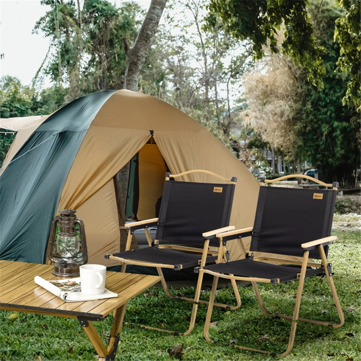 Portable Folding Camping Chair with Padded Seat, Lightweight Beach Chair with Cup Holder for Outdoor
