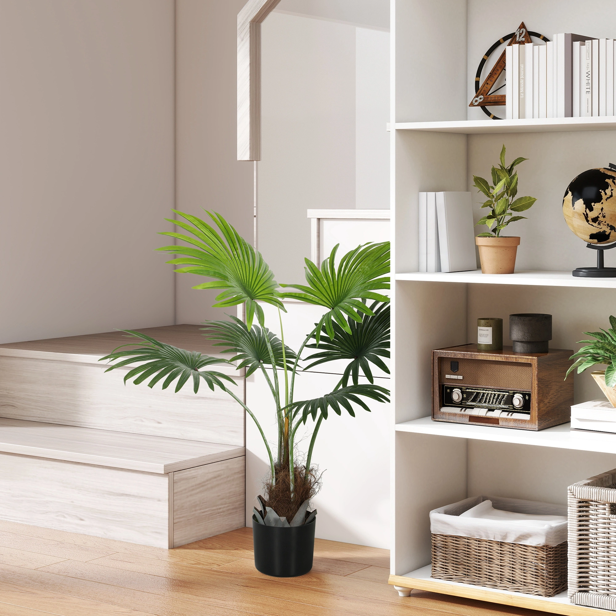 Artificial Plants for Home Decor - Faux Fake Plant Set, Indoor Outdoor Fake Greenery Vase Planter, Lifelike Synthetic Leaf Decoration view 3