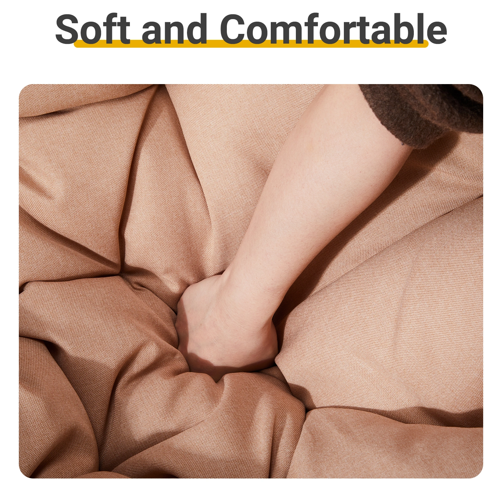 38" Ergonomic Swivel Wicker Papasan Chair with Thick Tufted Cushions, 360 Degree Rotatable Chairs for Living Room Bedroom Reading Room, Beige Cushion view 6