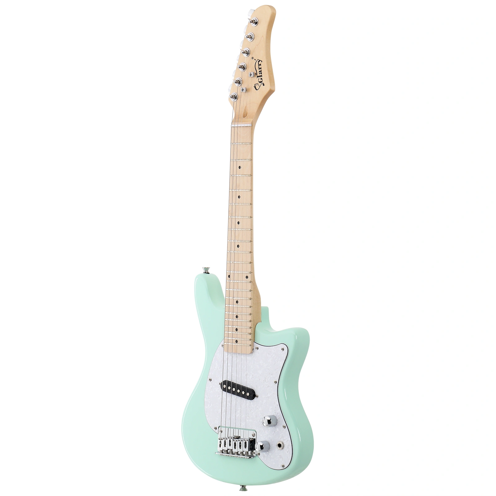 30in Maple Fingerboard Mini Electric Guitar Kit with 5W Amplifier Bag String Shoulder Strap Plectrum Cord Wrench Tool Light Green view 10
