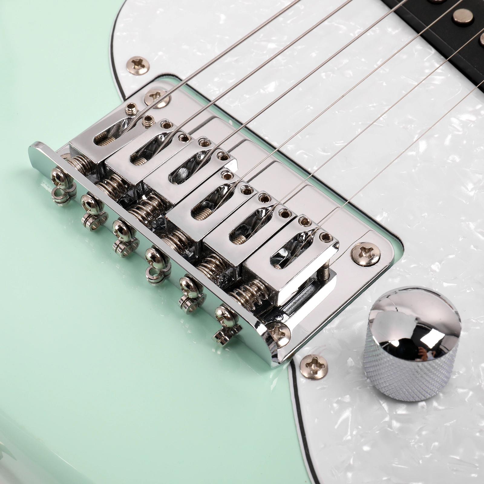 30in Maple Fingerboard Mini Electric Guitar Kit with 5W Amplifier Bag String Shoulder Strap Plectrum Cord Wrench Tool Light Green view 11