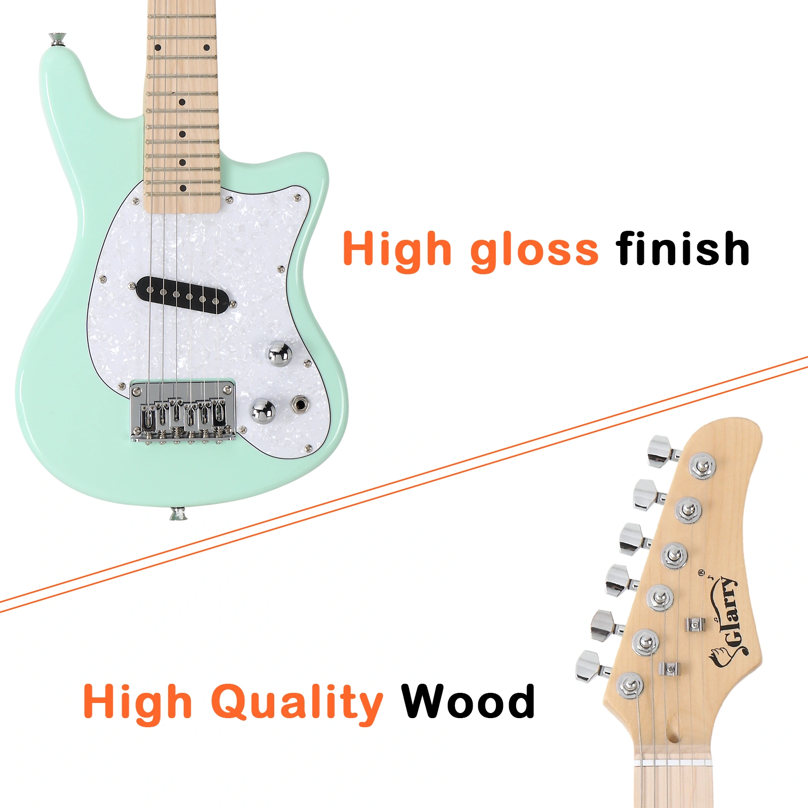 30in Maple Fingerboard Mini Electric Guitar Kit with 5W Amplifier Bag String Shoulder Strap Plectrum Cord Wrench Tool Light Green view 14