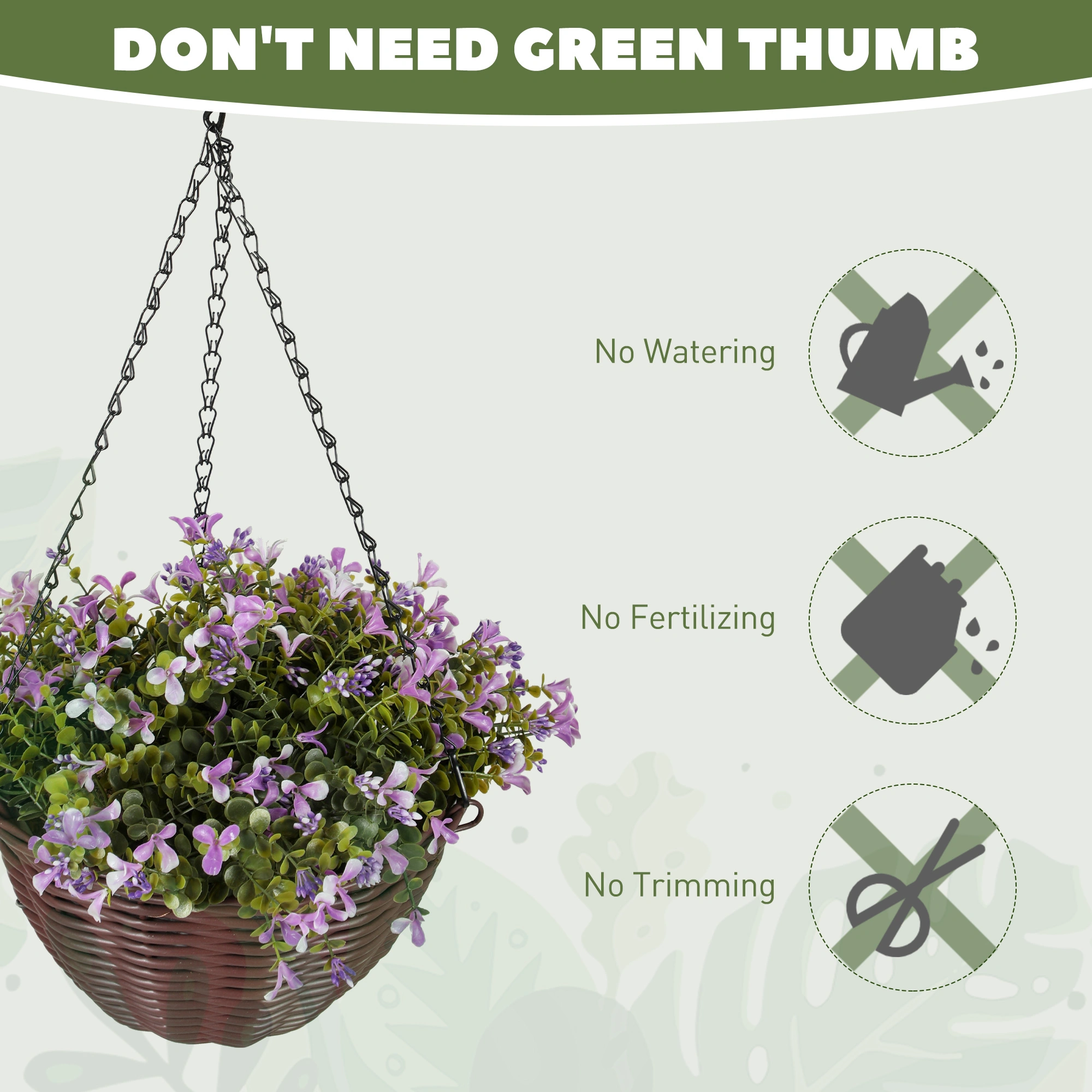Artificial Hanging Basket with Faux Flowers, Decorative Plant Hanger for Indoor Outdoor Home Garden Wall Décor view 4