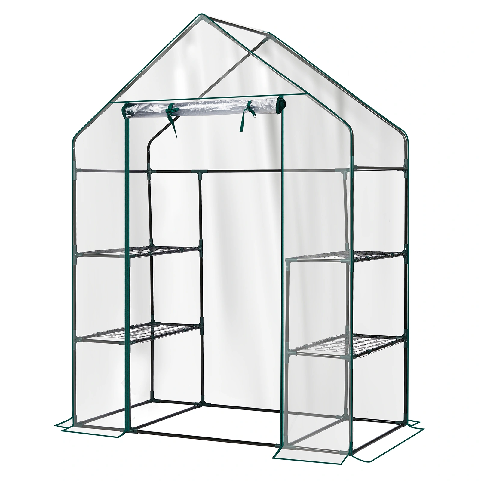 Mini Walk-in Greenhouse with PVC Cover, 4-Shelf Indoor Outdoor Plant Gardening Green House for Garden Backyard, 56" x 29" x 77", Transparent view 5