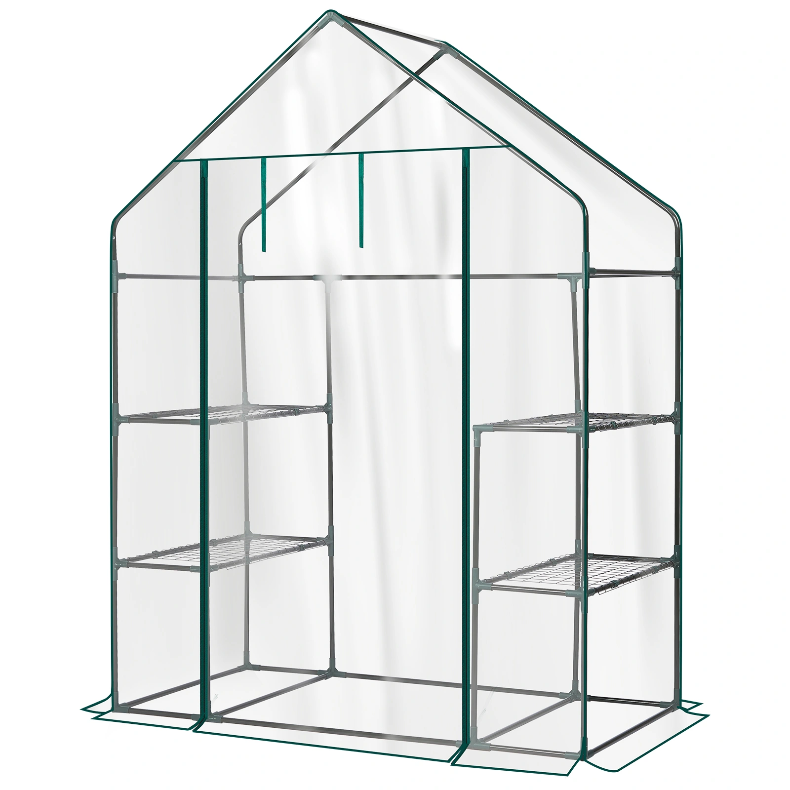 Mini Walk-in Greenhouse with PVC Cover, 4-Shelf Indoor Outdoor Plant Gardening Green House for Garden Backyard, 56" x 29" x 77", Transparent view 7
