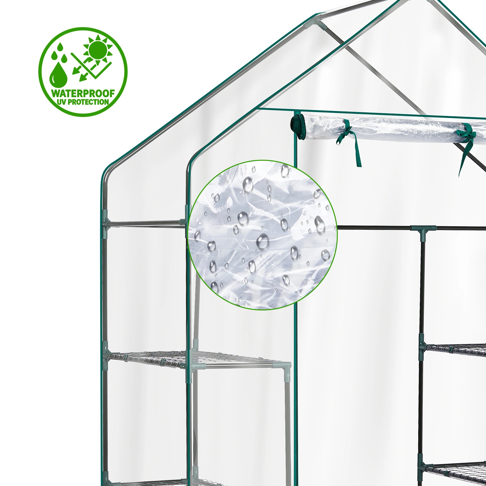 Mini Walk-in Greenhouse with PVC Cover, 4-Shelf Indoor Outdoor Plant Gardening Green House for Garden Backyard, 56" x 29" x 77", Transparent view 8