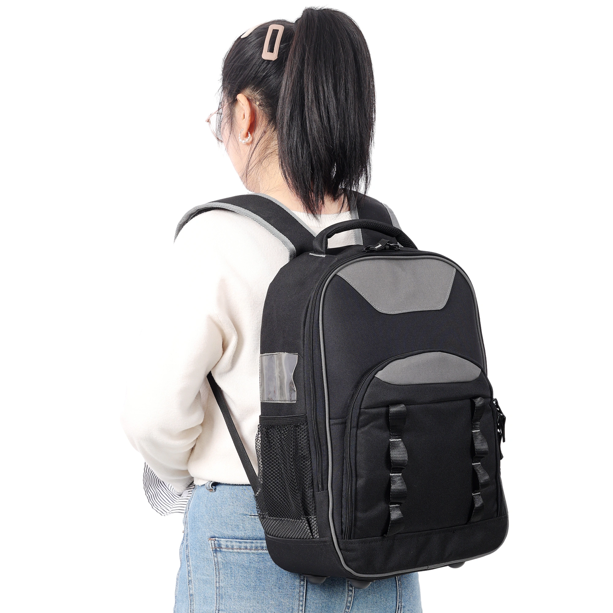 Oxford Cloth Multifunctional Tool Backpack, Heavy-Duty Tool Bag with Multiple Pockets for Electricians and Technicians view 11