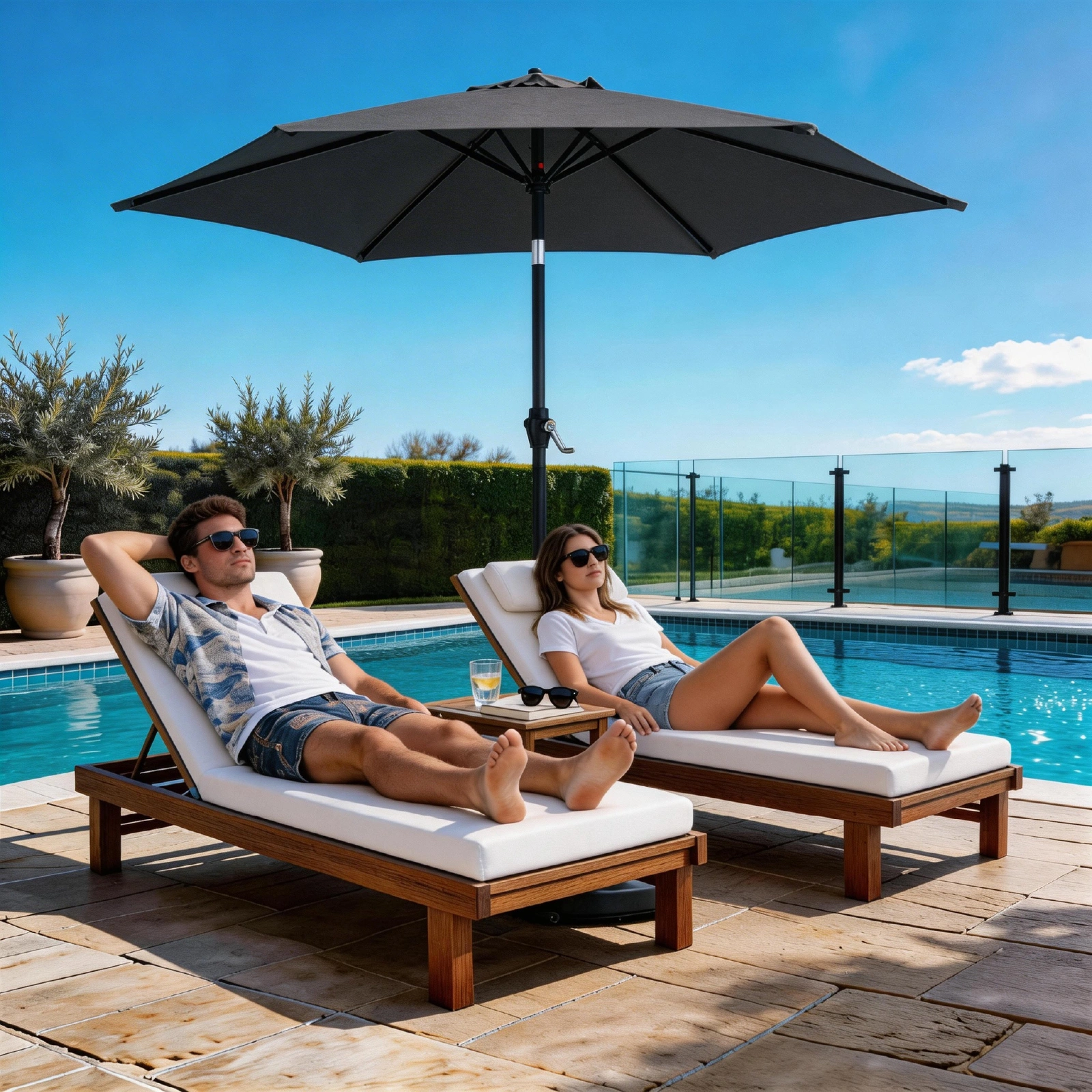 7.5FT Round Outdoor Patio Umbrella with Tilt Adjustment, Crank Lift System, 6 Iron Ribs & Iron Pole, Waterproof UV Protected Polyester Canopy, Gray view 18