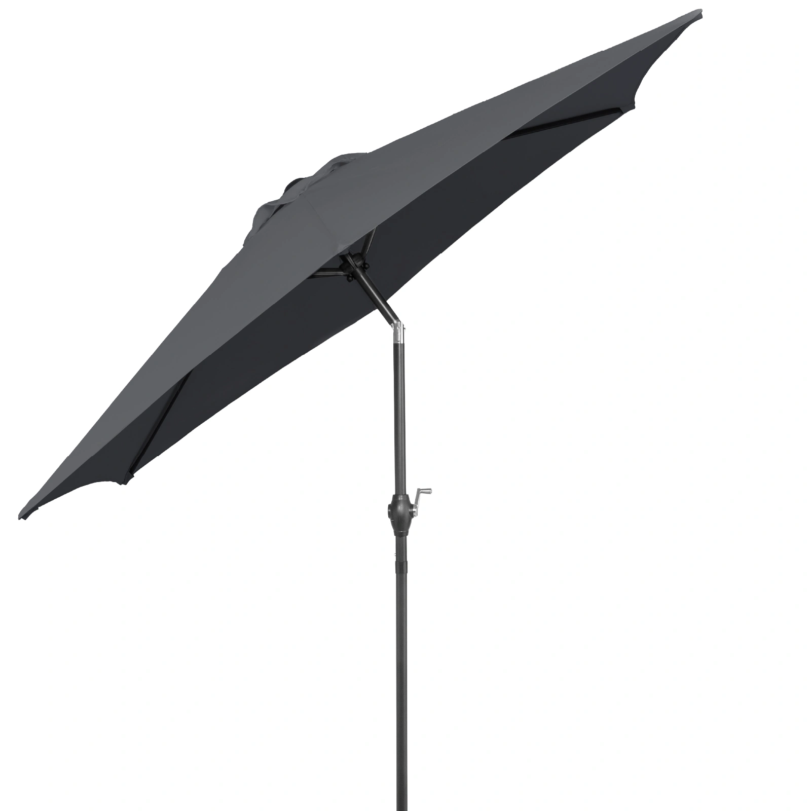 7.5FT Round Outdoor Patio Umbrella with Tilt Adjustment, Crank Lift System, 6 Iron Ribs & Iron Pole, Waterproof UV Protected Polyester Canopy, Gray view 5