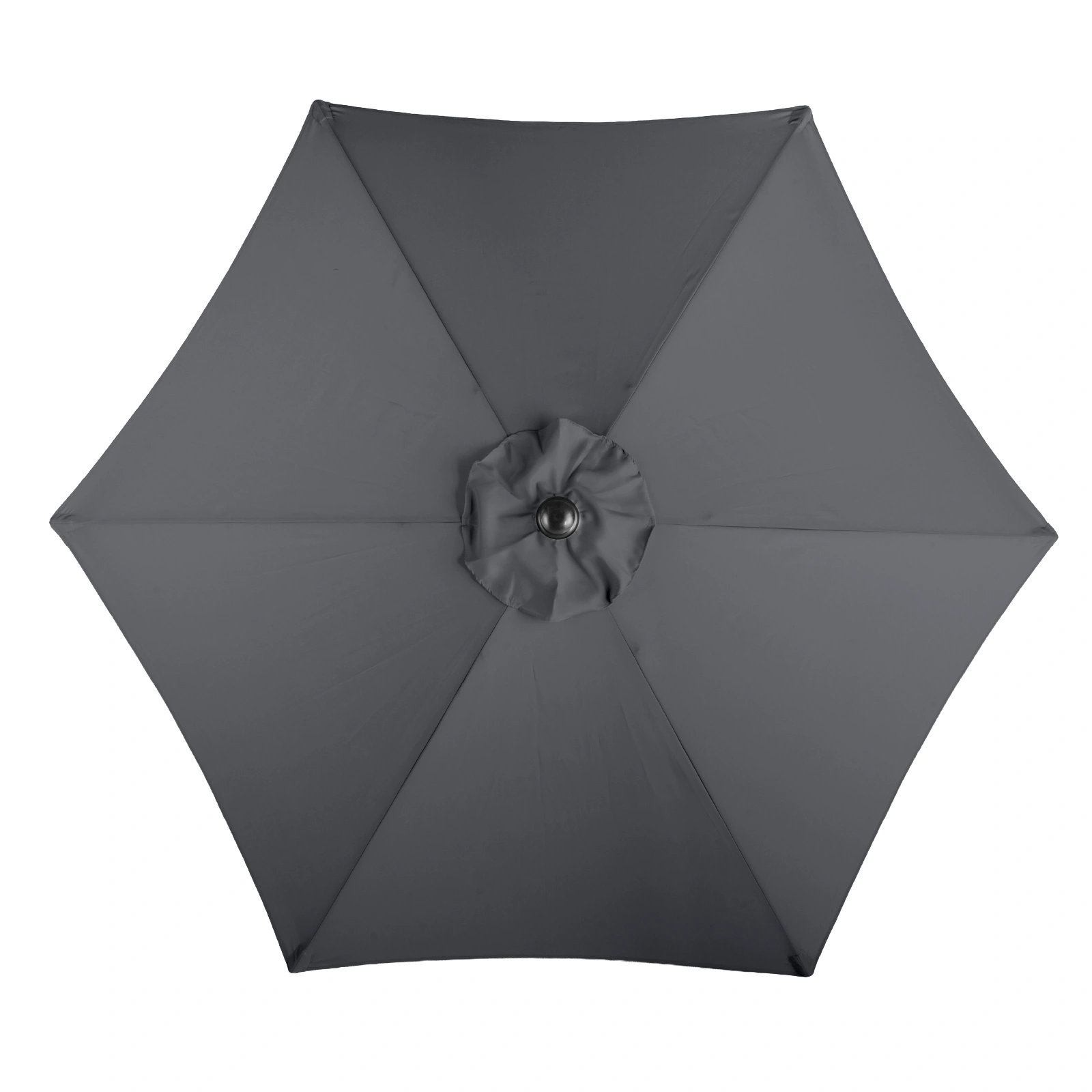 7.5FT Round Outdoor Patio Umbrella with Tilt Adjustment, Crank Lift System, 6 Iron Ribs & Iron Pole, Waterproof UV Protected Polyester Canopy, Gray view 7