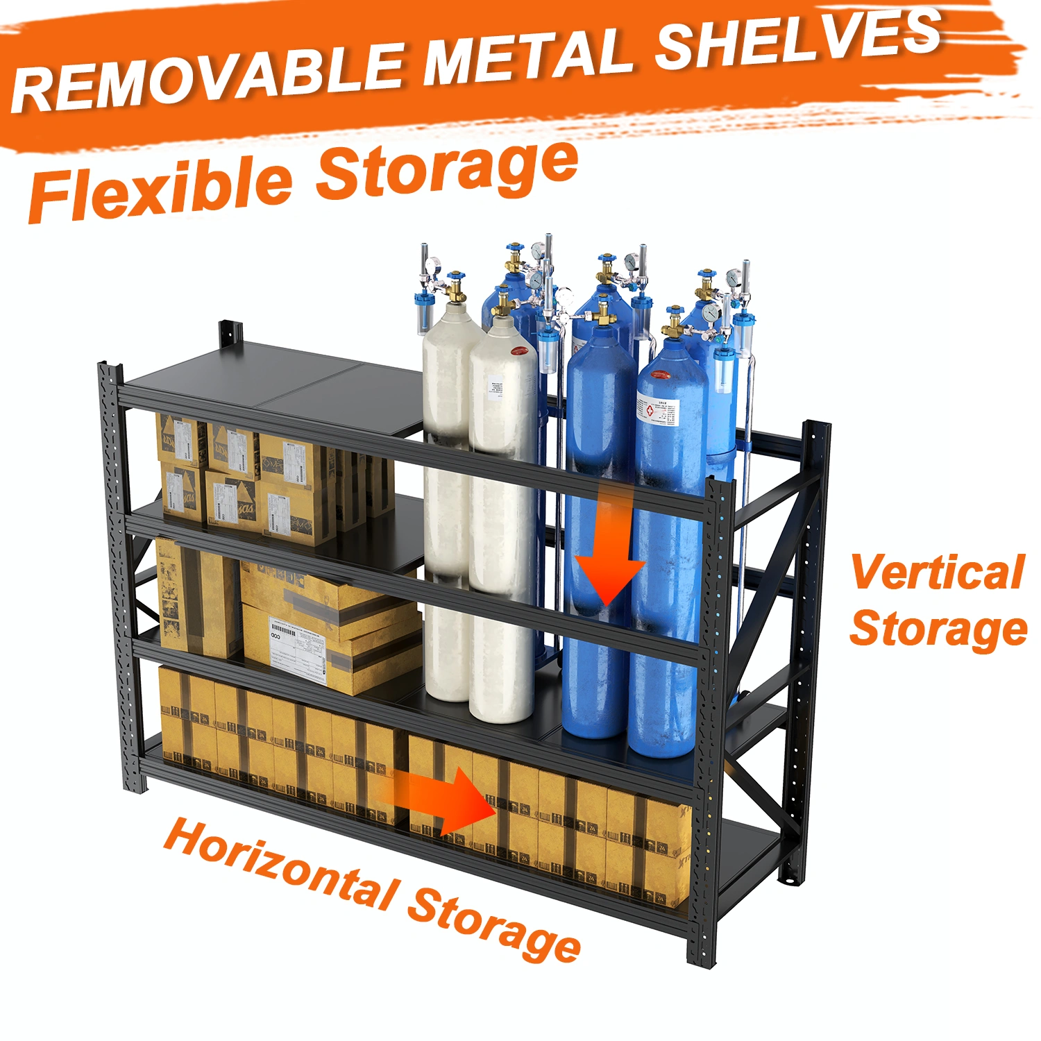 Heavy Duty Garage Shelving Units 70.1"H"71"W 24"D, 4-Tier Steel Adjustable Metal Storage Shelves,6000 lbs Industrial Rack for Garage Organization,Basement,Warehouse,Workshop,Utility Shelving for Tools view 3