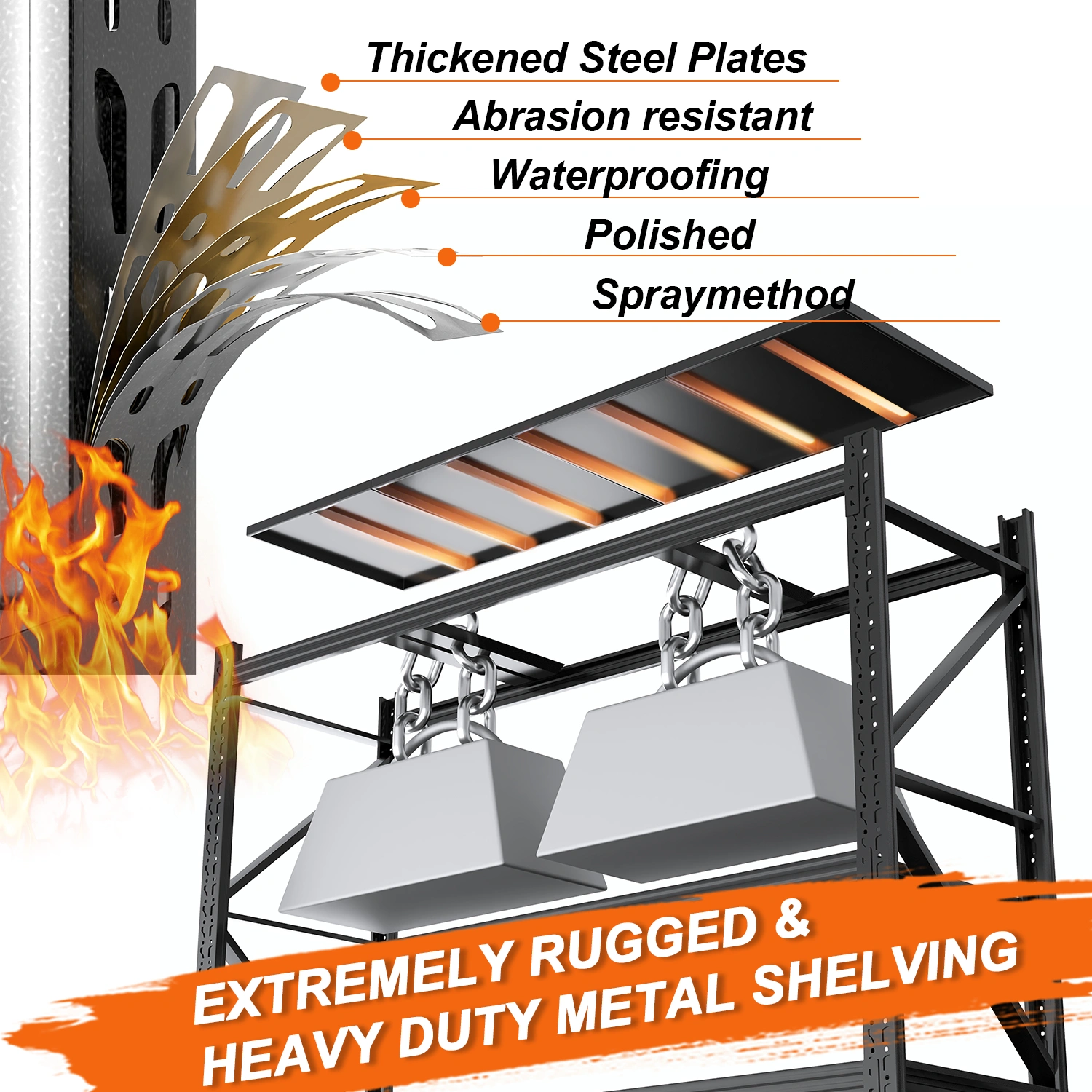 Heavy Duty Garage Shelving Units 70.1"H"71"W 24"D, 4-Tier Steel Adjustable Metal Storage Shelves,6000 lbs Industrial Rack for Garage Organization,Basement,Warehouse,Workshop,Utility Shelving for Tools view 4
