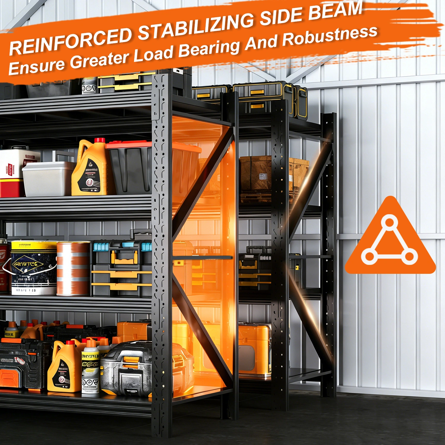 Heavy Duty Garage Shelving Units 70.1"H"71"W 24"D, 4-Tier Steel Adjustable Metal Storage Shelves,6000 lbs Industrial Rack for Garage Organization,Basement,Warehouse,Workshop,Utility Shelving for Tools view 7