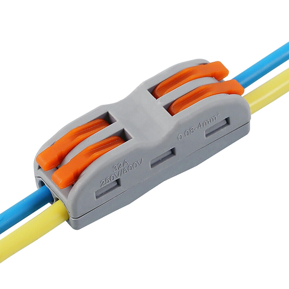 2-Way Spring Lever Wire Connector, Reusable Electrical Terminal Block for Cable Wiring