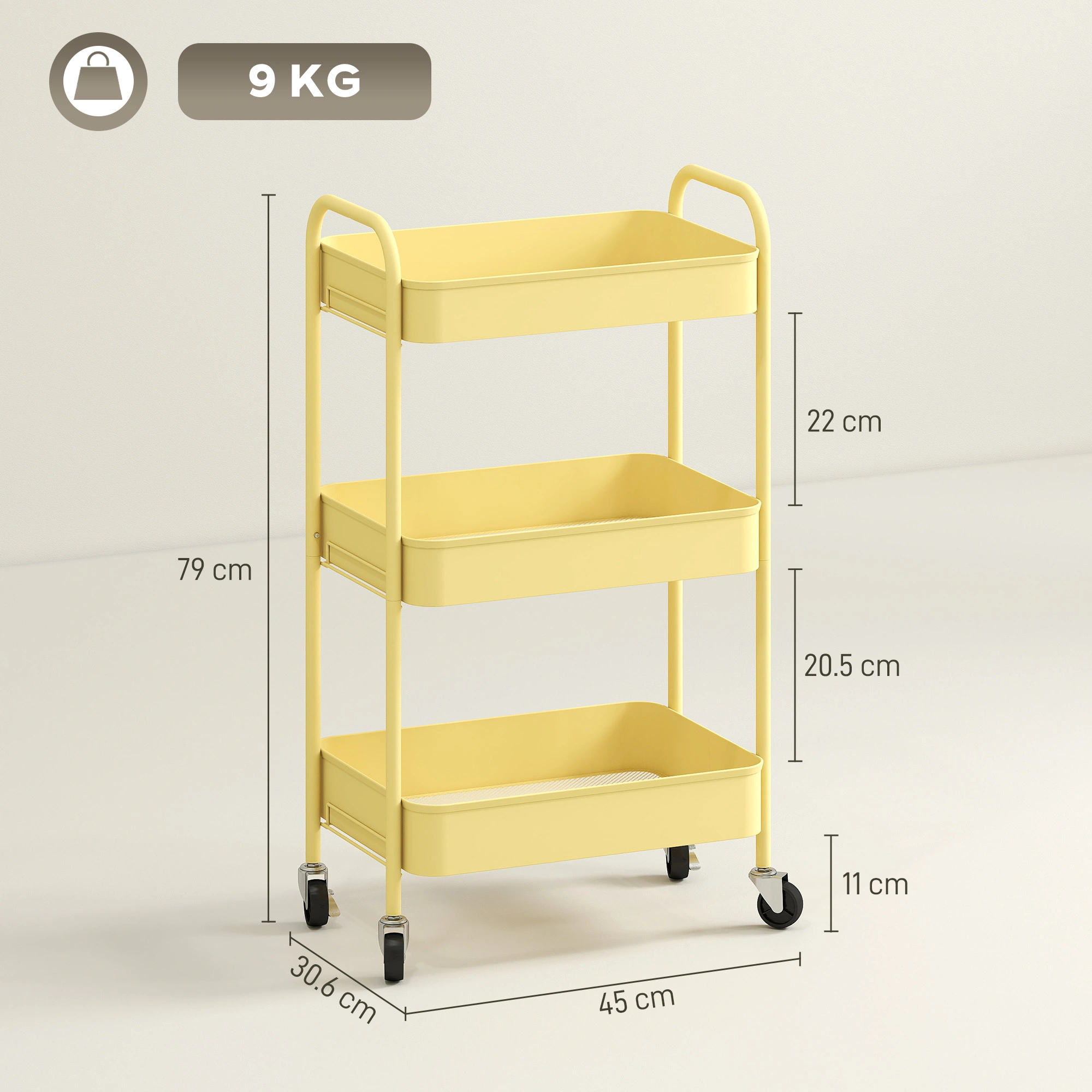 Rolling Storage Trolley Cart, Multi-Layer Organizer with Smooth Wheels, Portable Utility Cart for Kitchen, Bathroom, Nursery & Office view 2