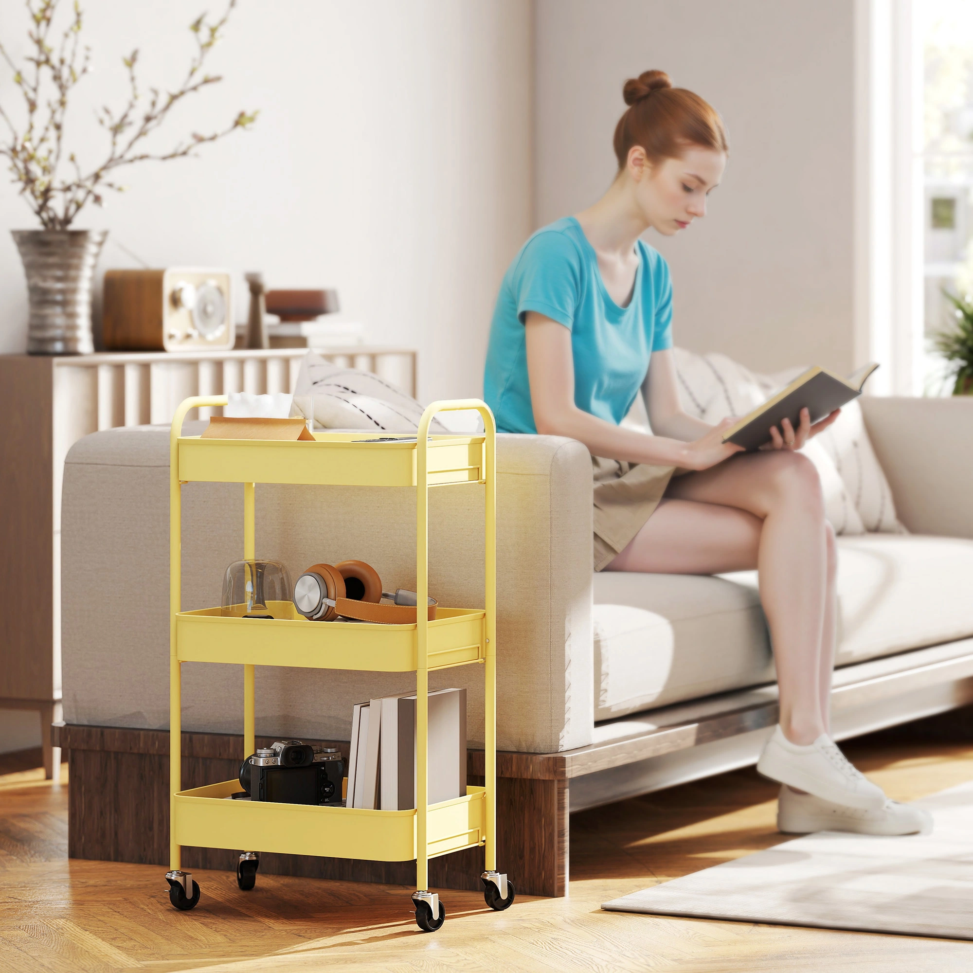 Rolling Storage Trolley Cart, Multi-Layer Organizer with Smooth Wheels, Portable Utility Cart for Kitchen, Bathroom, Nursery & Office view 4