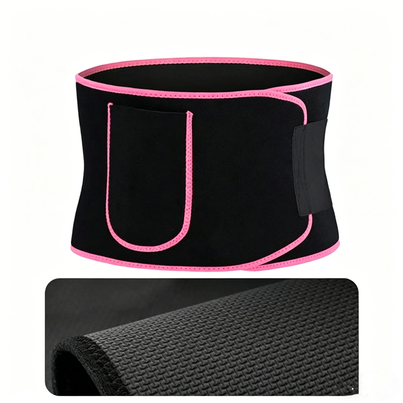 Waist Trimmer Belt with Phone Pocket - Sweat Waist Trainer for Workout, Running & Gym - Pink/Black