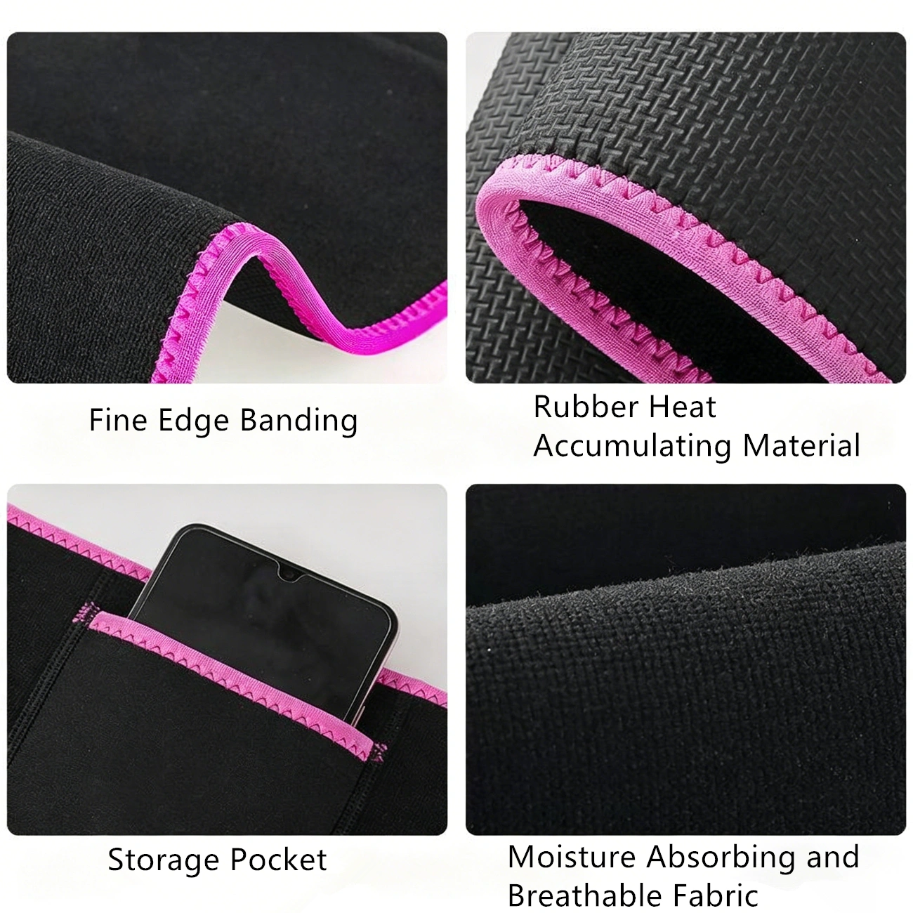 Waist Trimmer Belt with Phone Pocket - Sweat Waist Trainer for Workout, Running & Gym - Pink/Black view 5