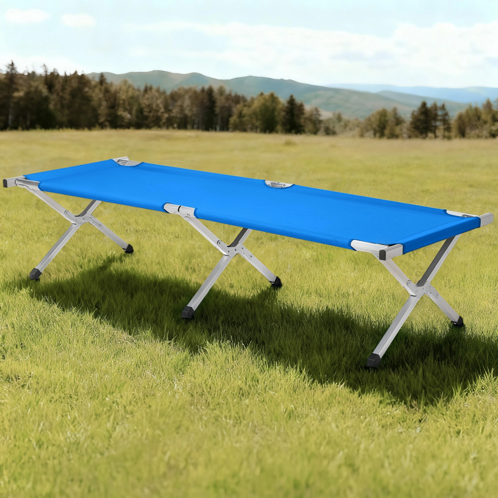 Portable Folding Camping Cot with Carrying Bag Army Blue view 10