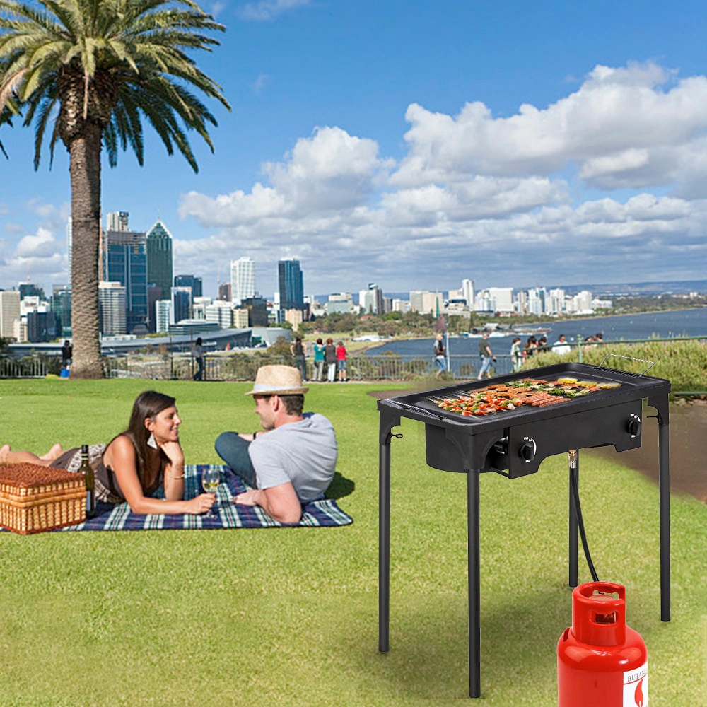 Outdoor Camp Stove High Pressure Propane Gas Cooker Portable Cast Iron Patio Cooking Burner (Double Burner 150000-BTU) view 15