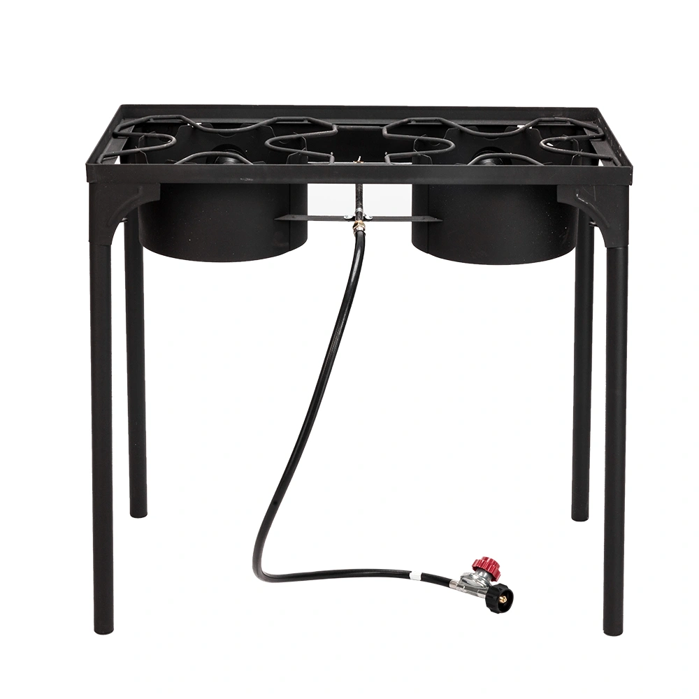 Outdoor Camp Stove High Pressure Propane Gas Cooker Portable Cast Iron Patio Cooking Burner (Double Burner 150000-BTU) view 2
