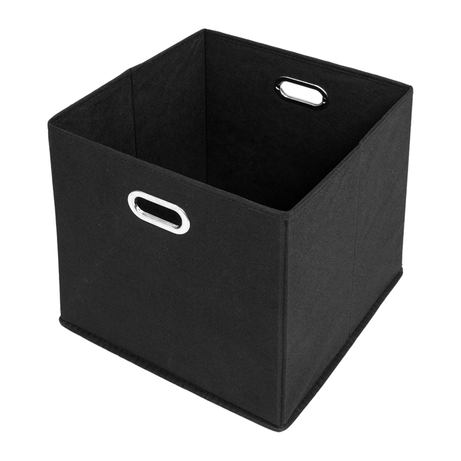 Foldable Fabric Storage Bins Set of 6 Cubby Cubes with Handles Black view 3