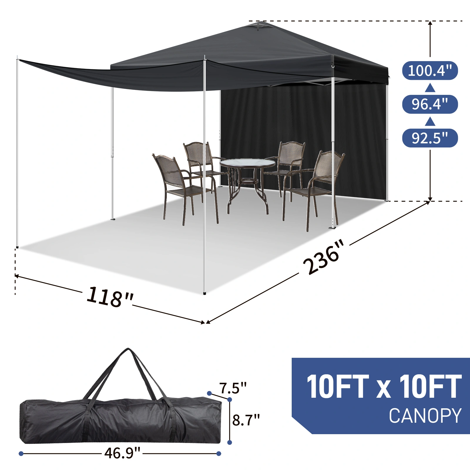 10x10FT pop up Canopy Tent with 2 sidewalls, Outdoor Canopy Tent for Parties view 10