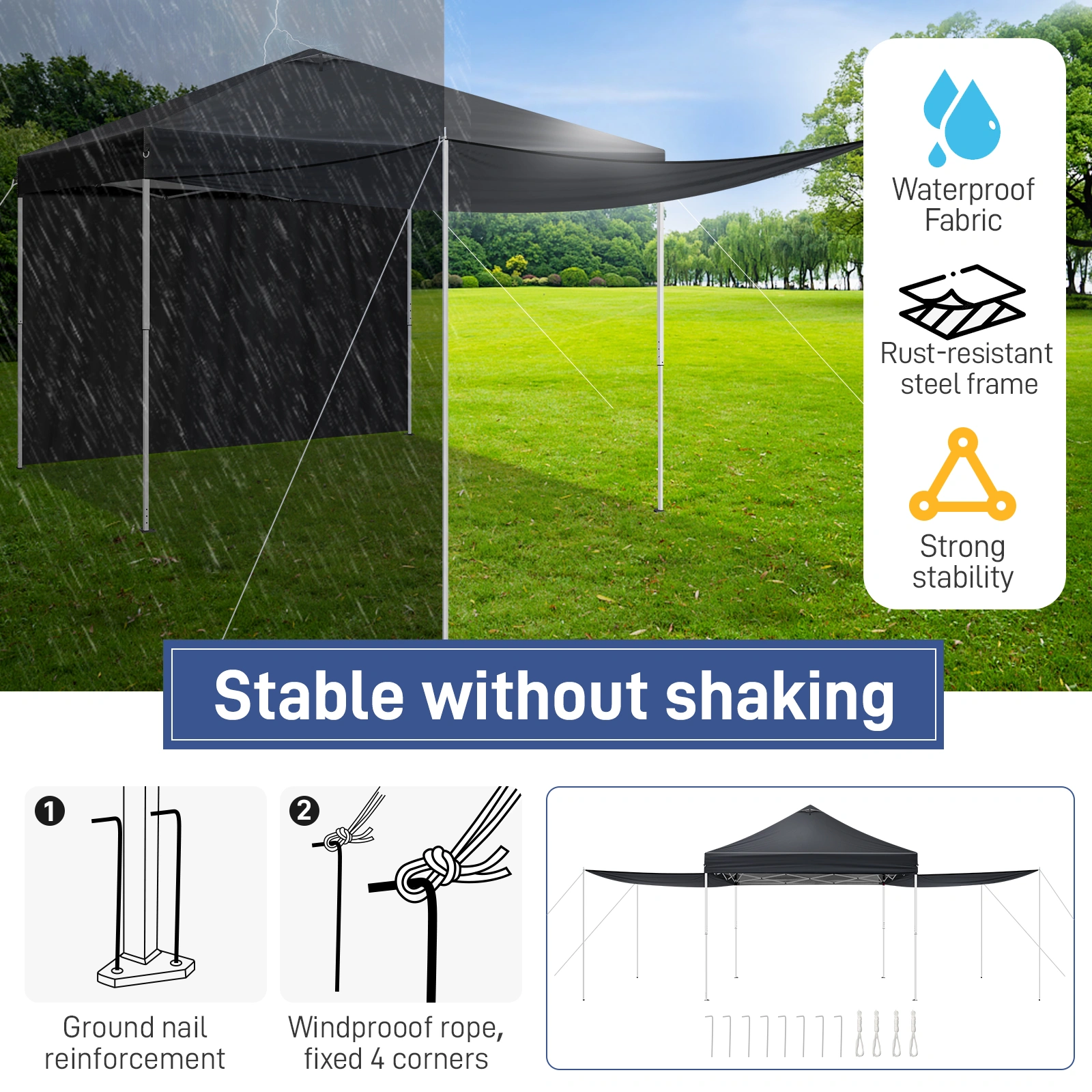 10x10FT pop up Canopy Tent with 2 sidewalls, Outdoor Canopy Tent for Parties view 11
