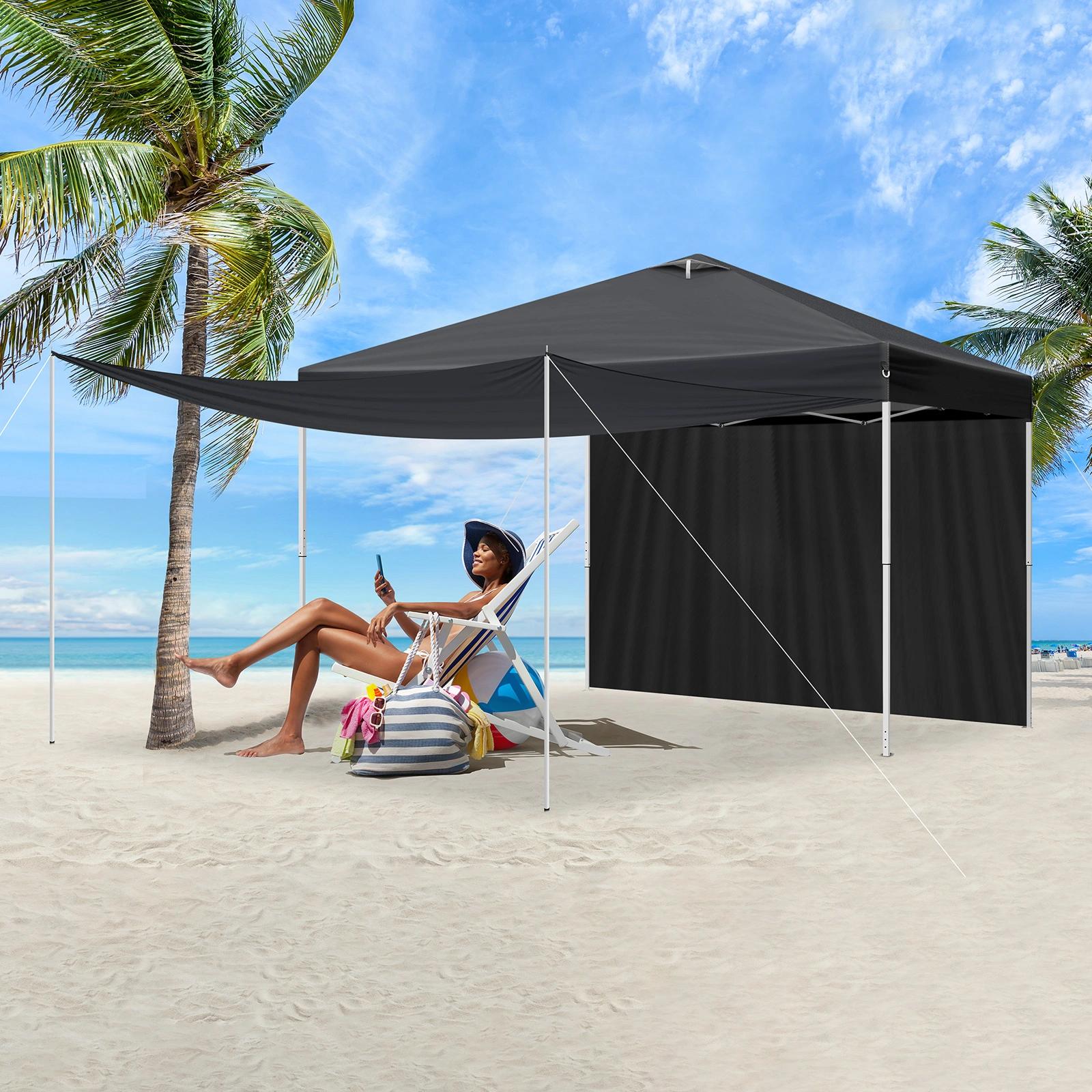 10x10FT pop up Canopy Tent with 2 sidewalls, Outdoor Canopy Tent for Parties view 15