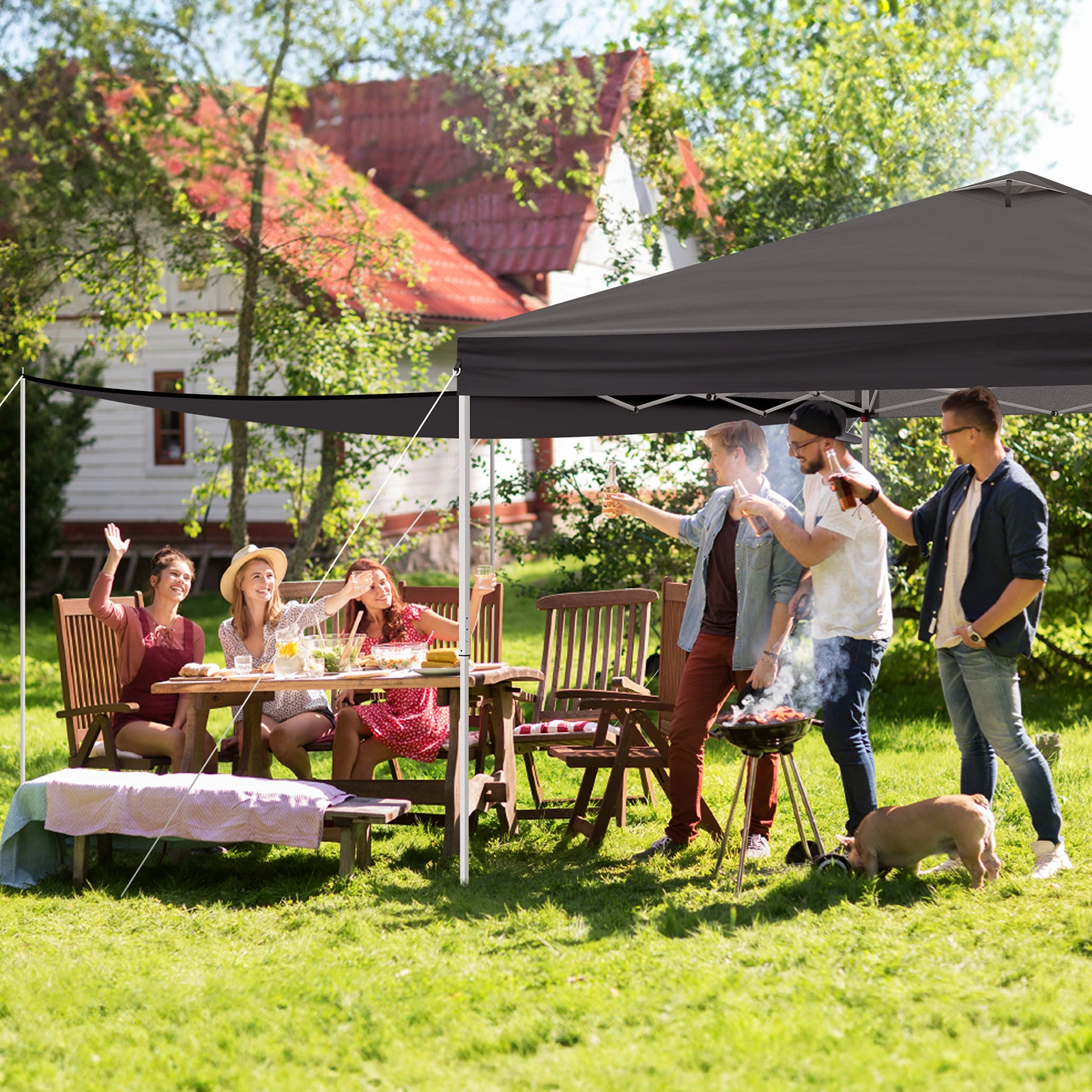 10x10FT pop up Canopy Tent with 2 sidewalls, Outdoor Canopy Tent for Parties view 17