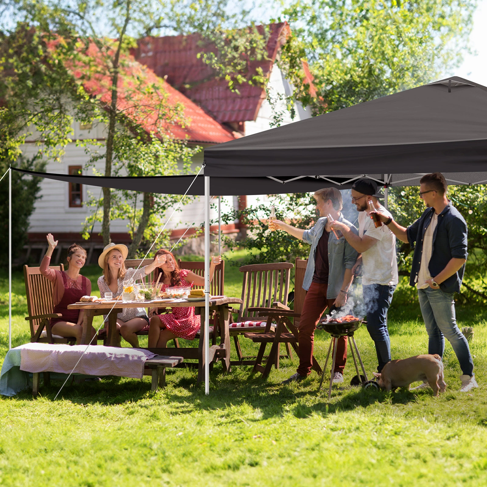 10x10FT pop up Canopy Tent with 2 sidewalls, Outdoor Canopy Tent for Parties view 18