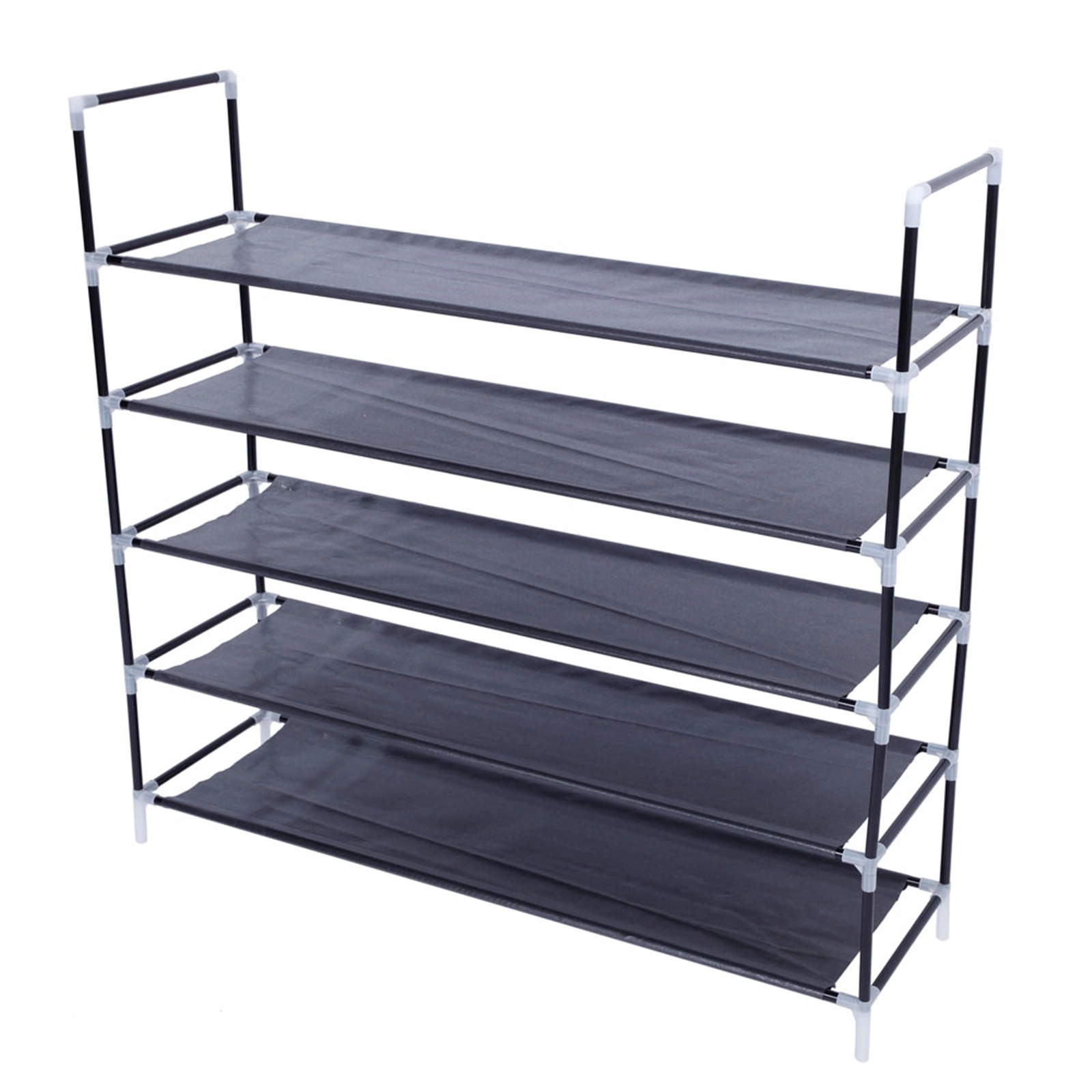 5-Tier Non-Woven Fabric Shoe Rack with Handle, Easy Assembly, Space-Saving Shoe Organizer, Black