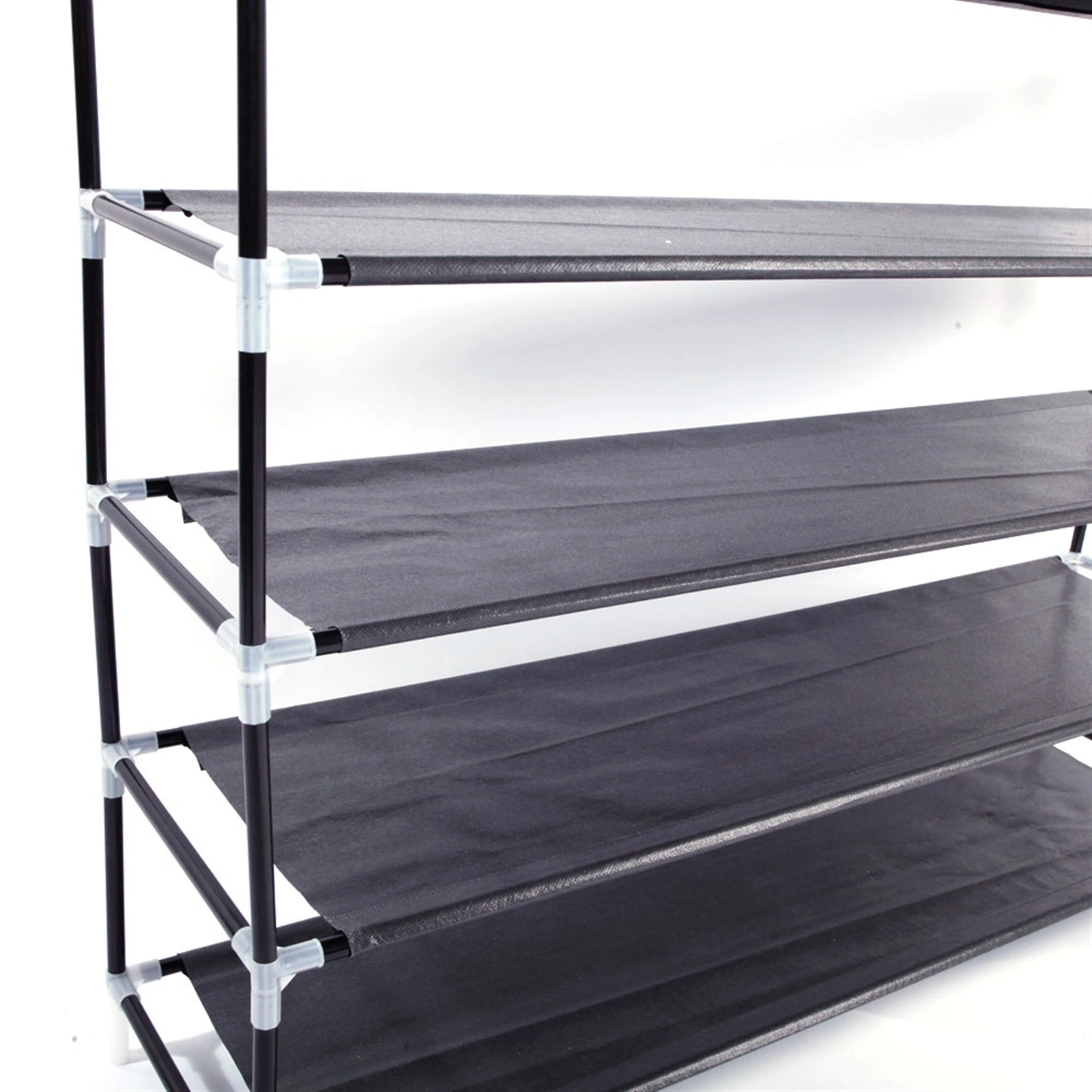 5-Tier Non-Woven Fabric Shoe Rack with Handle, Easy Assembly, Space-Saving Shoe Organizer, Black view 6
