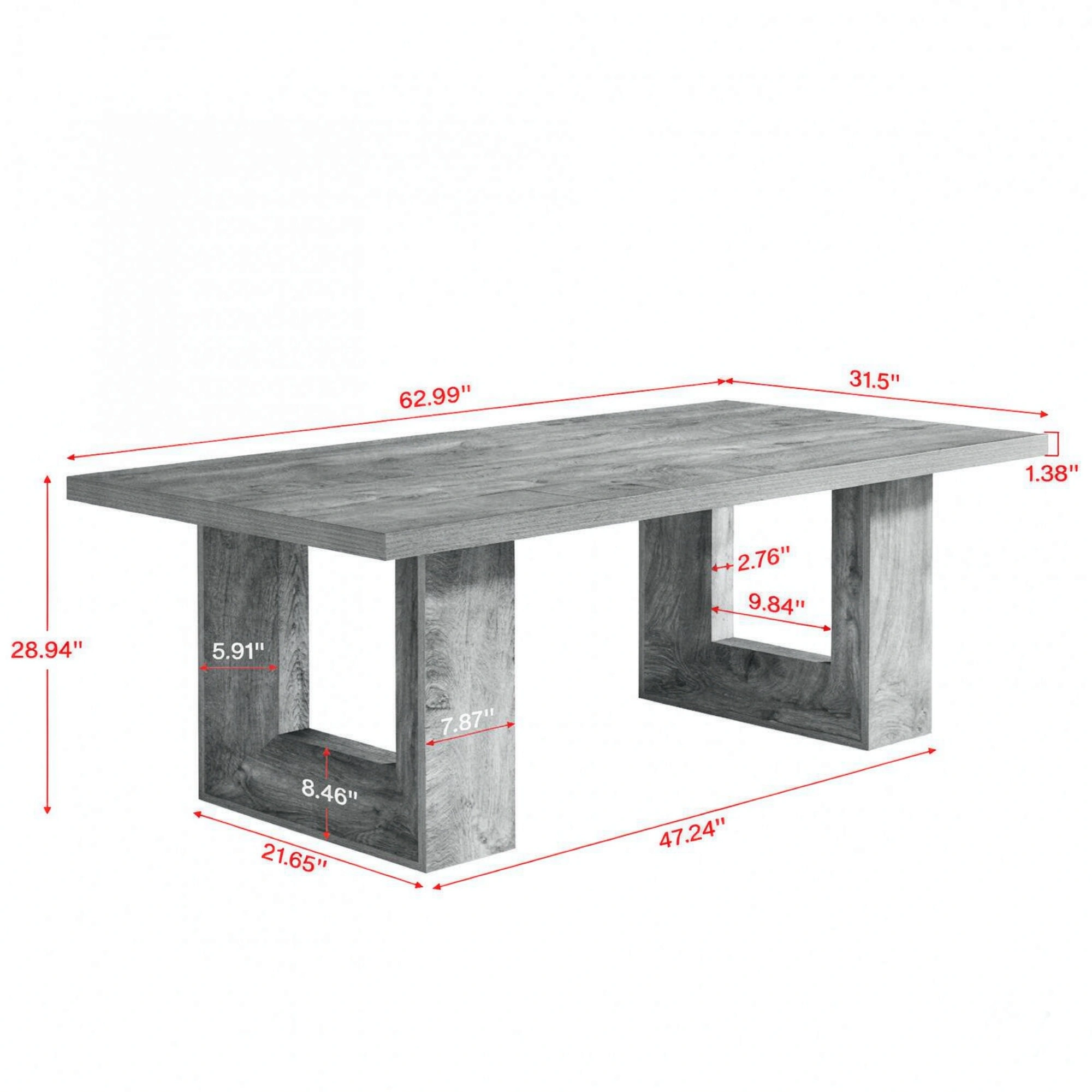 62.99" Rectangular Executive Computer Desk, Conference Table for 6-8 Persons, Office Meeting Workstation view 3