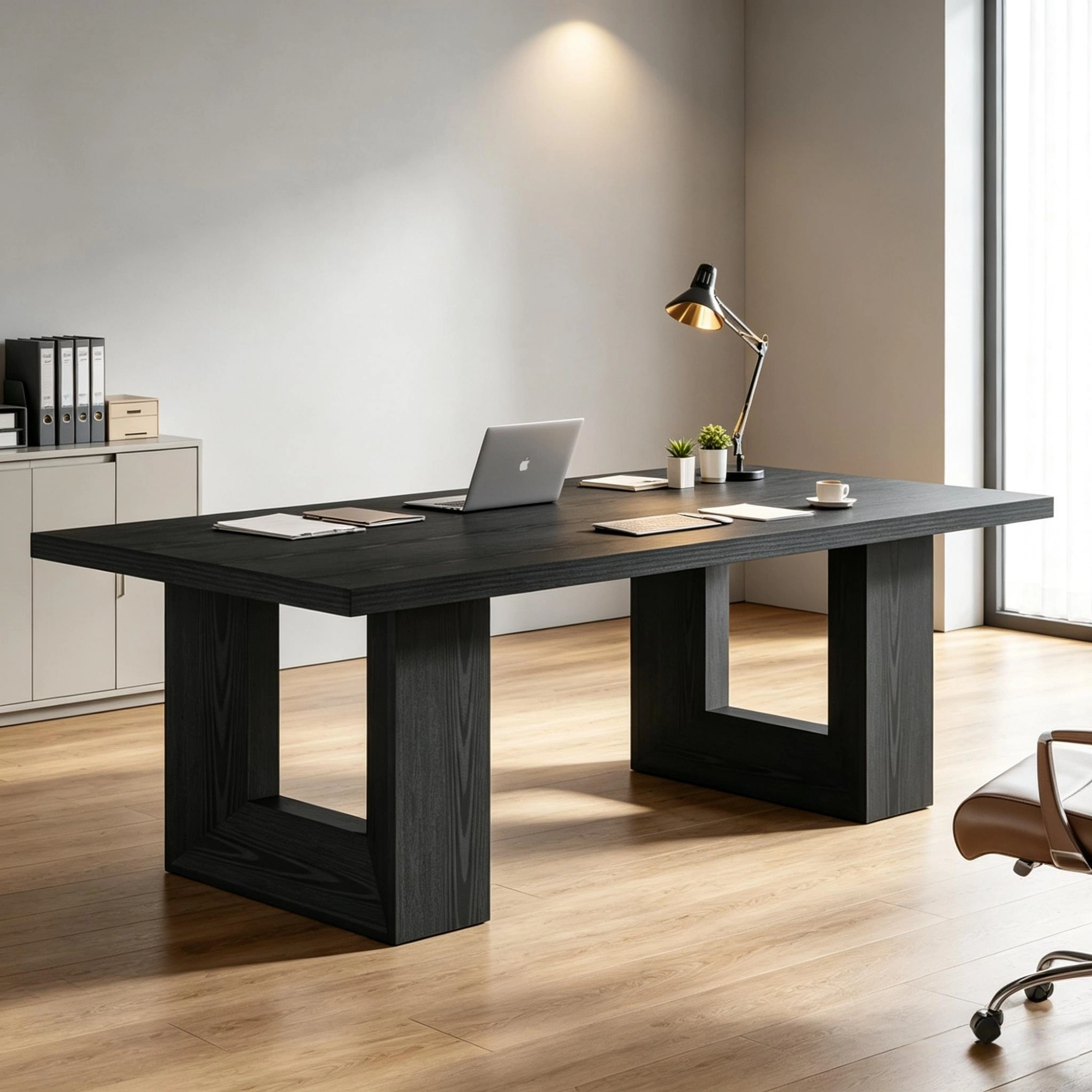 62.99" Rectangular Executive Computer Desk, Conference Table for 6-8 Persons, Office Meeting Workstation view 4