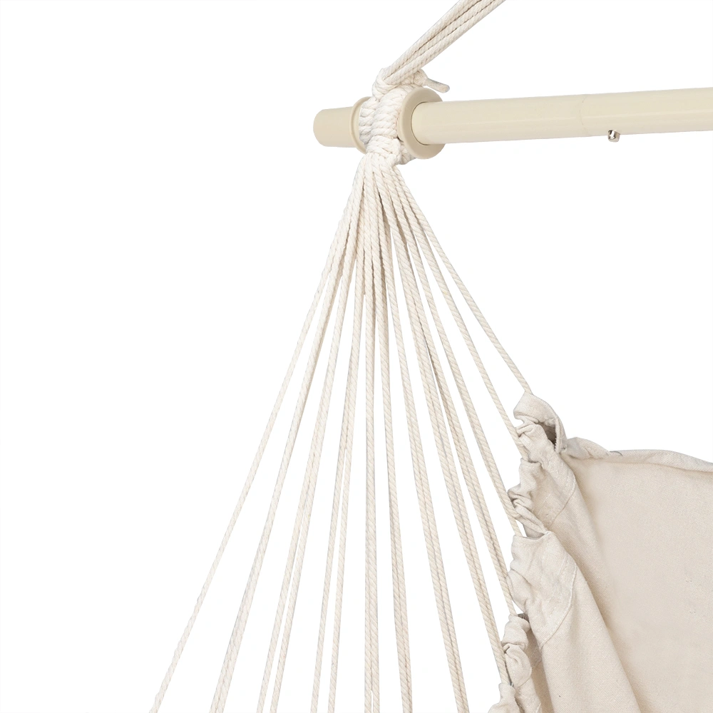 Distinctive Cotton Canvas Hanging Rope Chair with Pillows Beige view 8