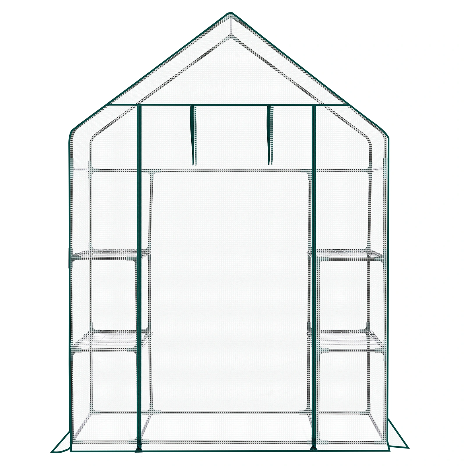 Mini Walk-in Greenhouse with PE Cover, 4-Shelf Indoor Outdoor Plant Gardening Green House for Garden Backyard, 56" x 29" x 77", White