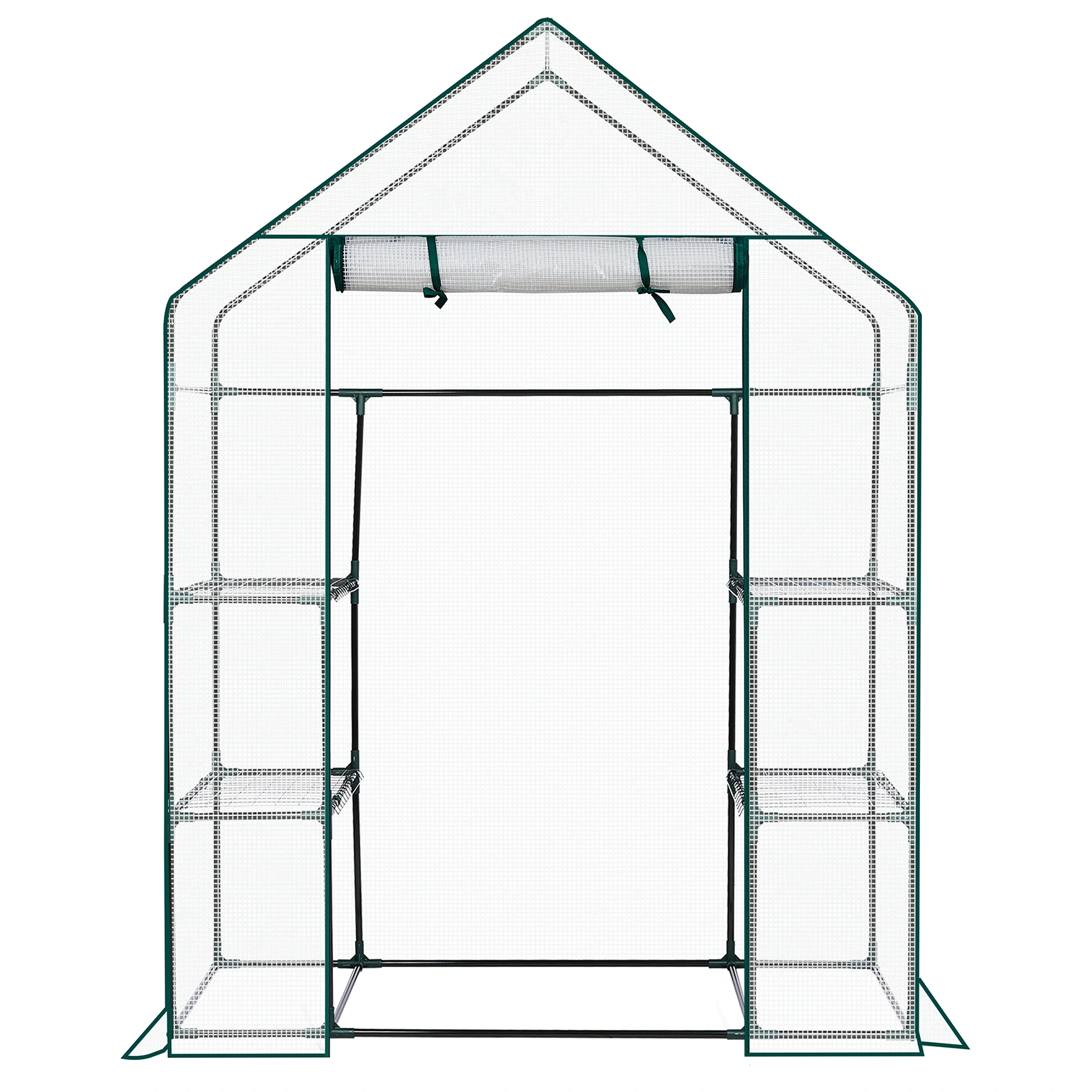 Mini Walk-in Greenhouse with PE Cover, 4-Shelf Indoor Outdoor Plant Gardening Green House for Garden Backyard, 56" x 29" x 77", White view 3