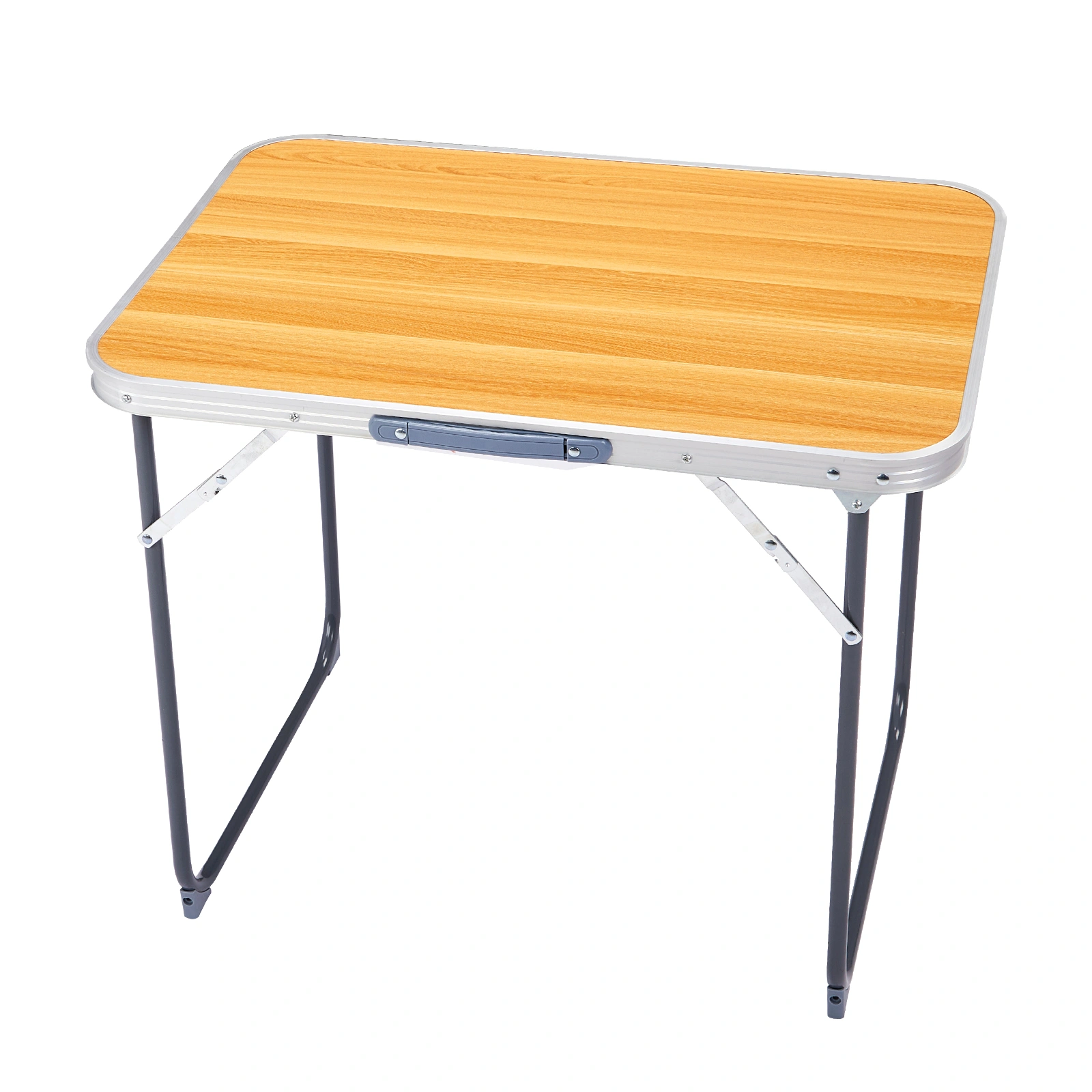 2.3ft Aluminum Camping Folding Table wood grain color view 2