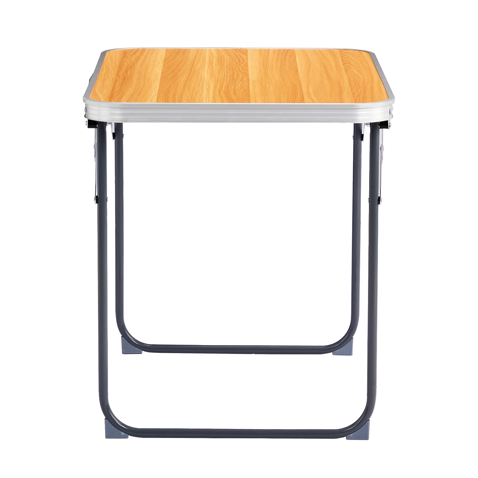 2.3ft Aluminum Camping Folding Table wood grain color view 3
