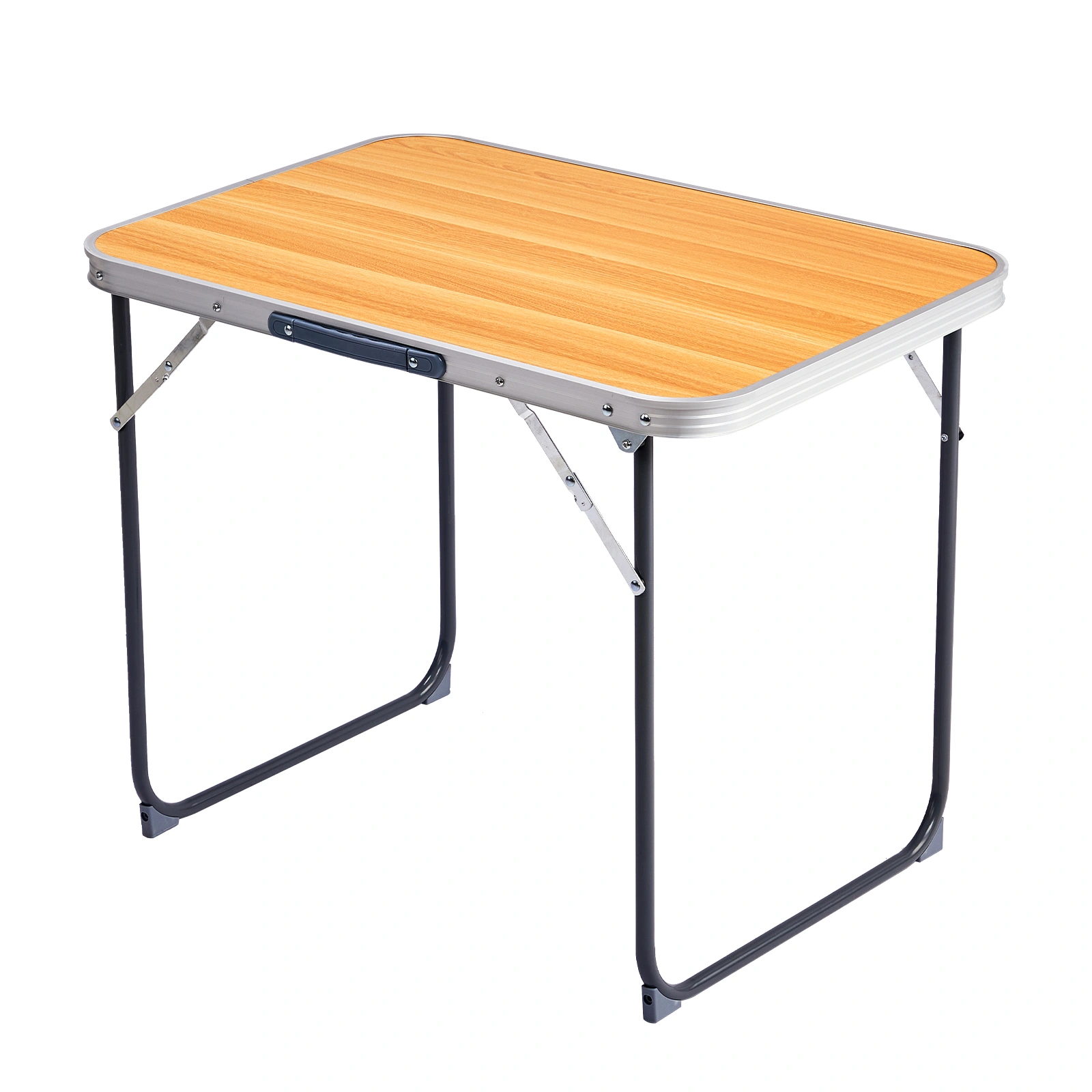 2.3ft Aluminum Camping Folding Table wood grain color view 4