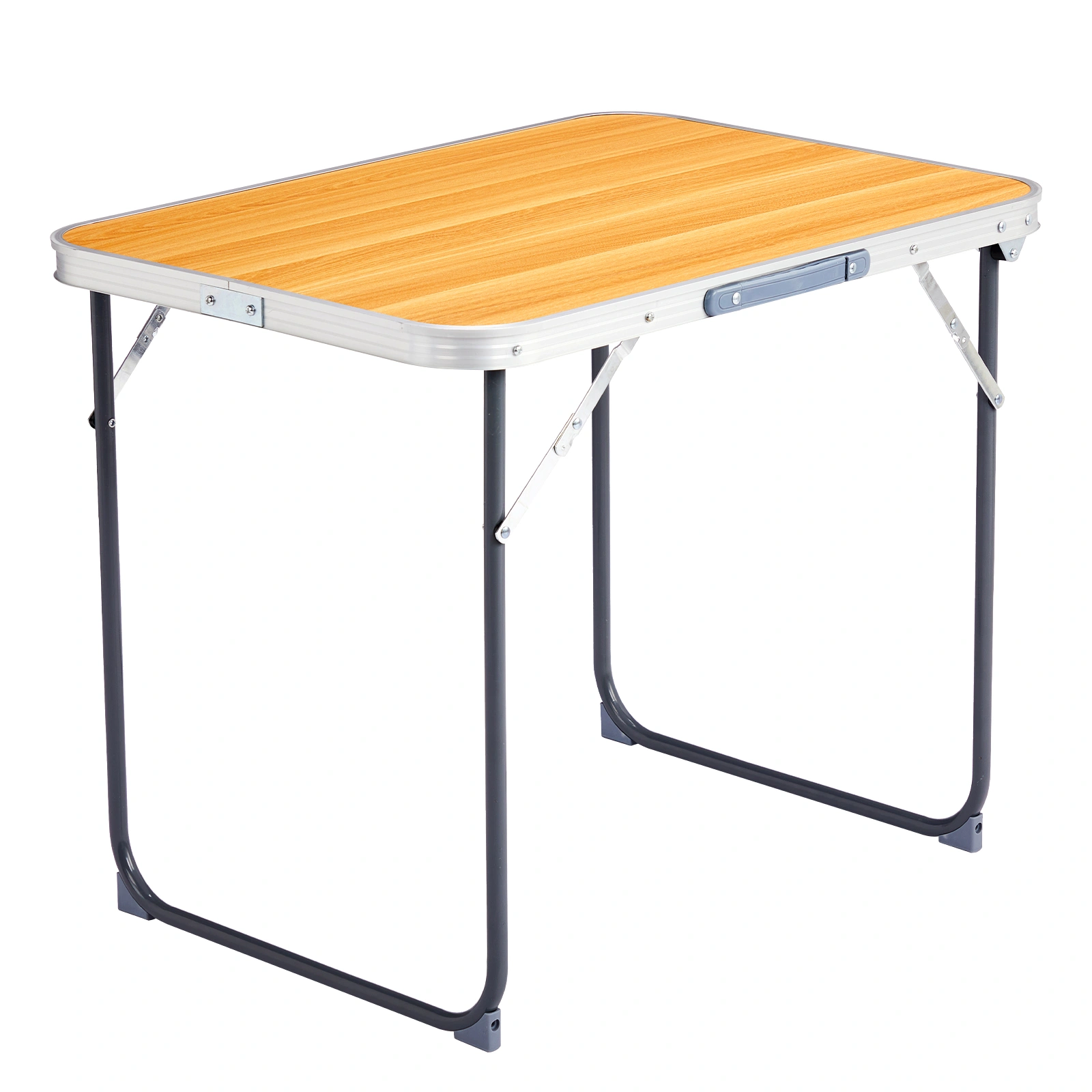 2.3ft Aluminum Camping Folding Table wood grain color view 5