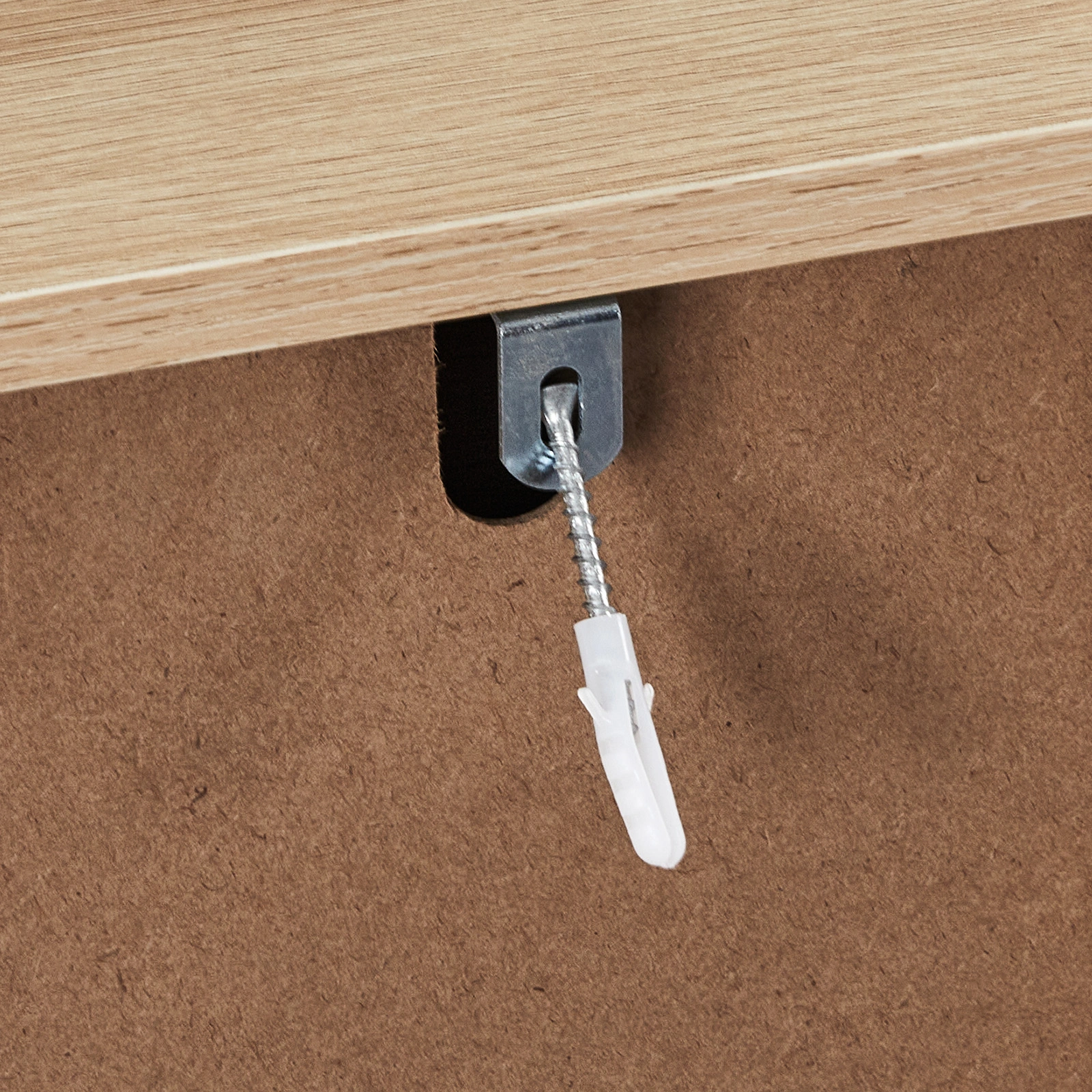 Handleless Grille-Finished 4-Drawer Bedside Table P2 Particleboard + MDF & Melamine Veneer + Thermoformed Drawer Dresser 23.62*14.96*30.71in Oak view 10