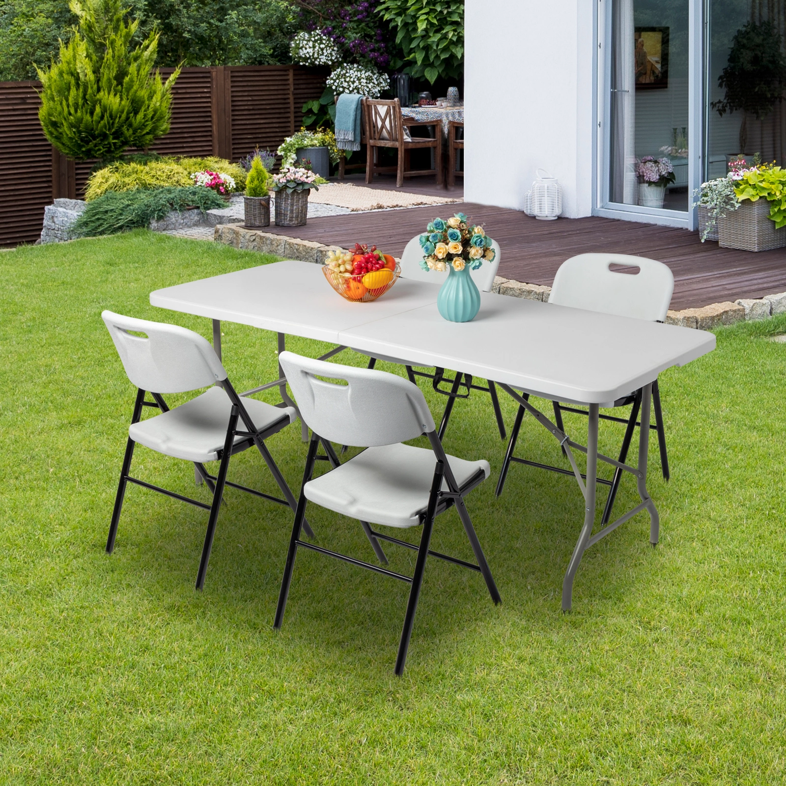 6' Folding Table Portable Plastic Indoor Outdoor Picnic Party Dining Camping Tables view 113