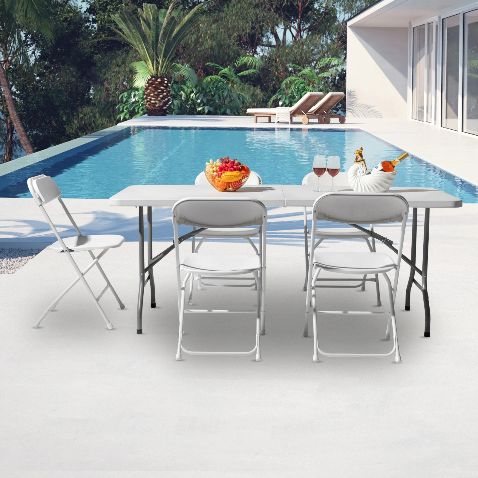 6' Folding Table Portable Plastic Indoor Outdoor Picnic Party Dining Camping Tables view 118