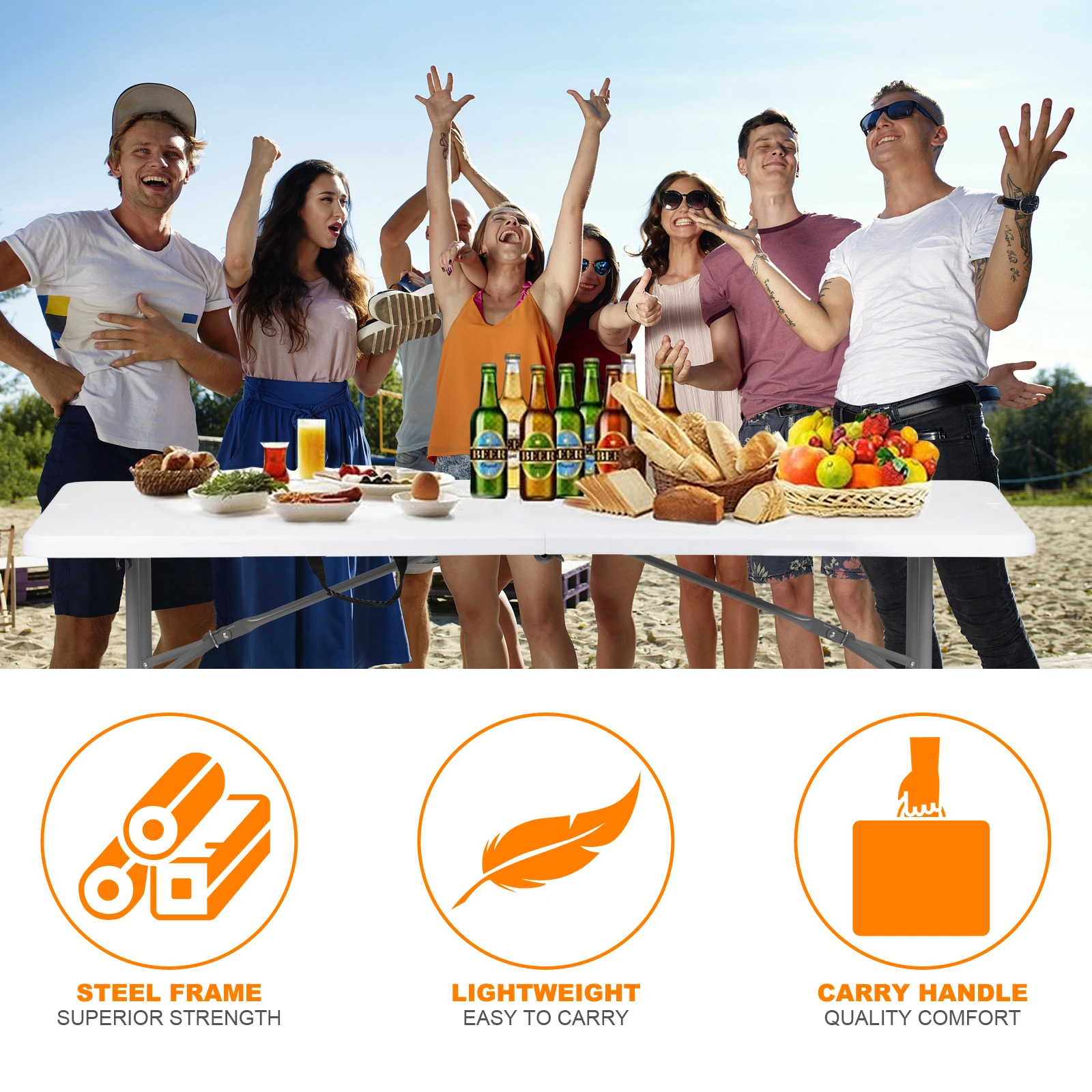 6' Folding Table Portable Plastic Indoor Outdoor Picnic Party Dining Camping Tables view 14
