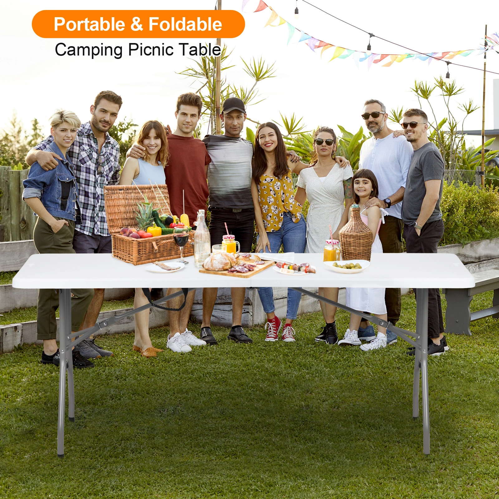 6' Folding Table Portable Plastic Indoor Outdoor Picnic Party Dining Camping Tables view 15