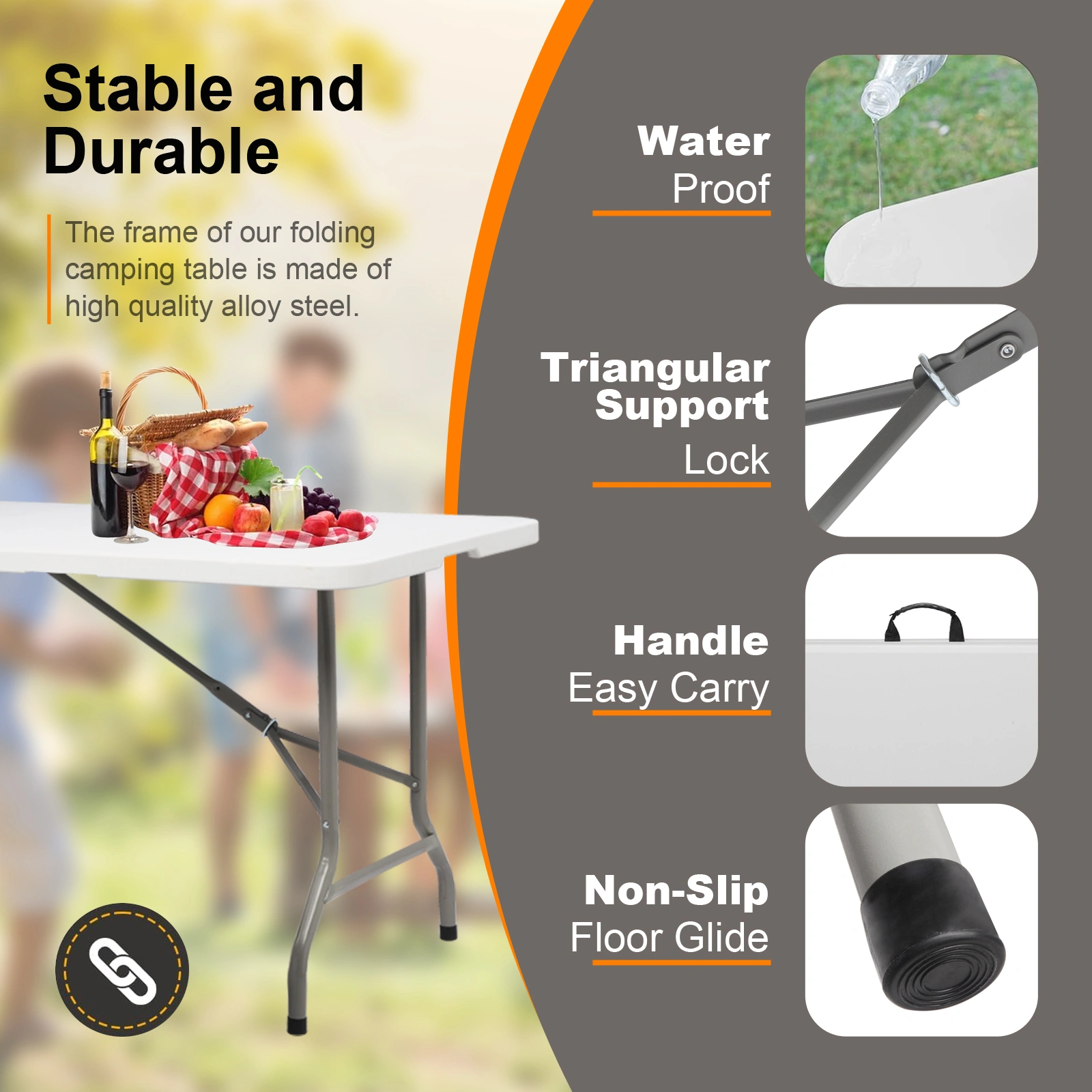 6' Folding Table Portable Plastic Indoor Outdoor Picnic Party Dining Camping Tables view 16